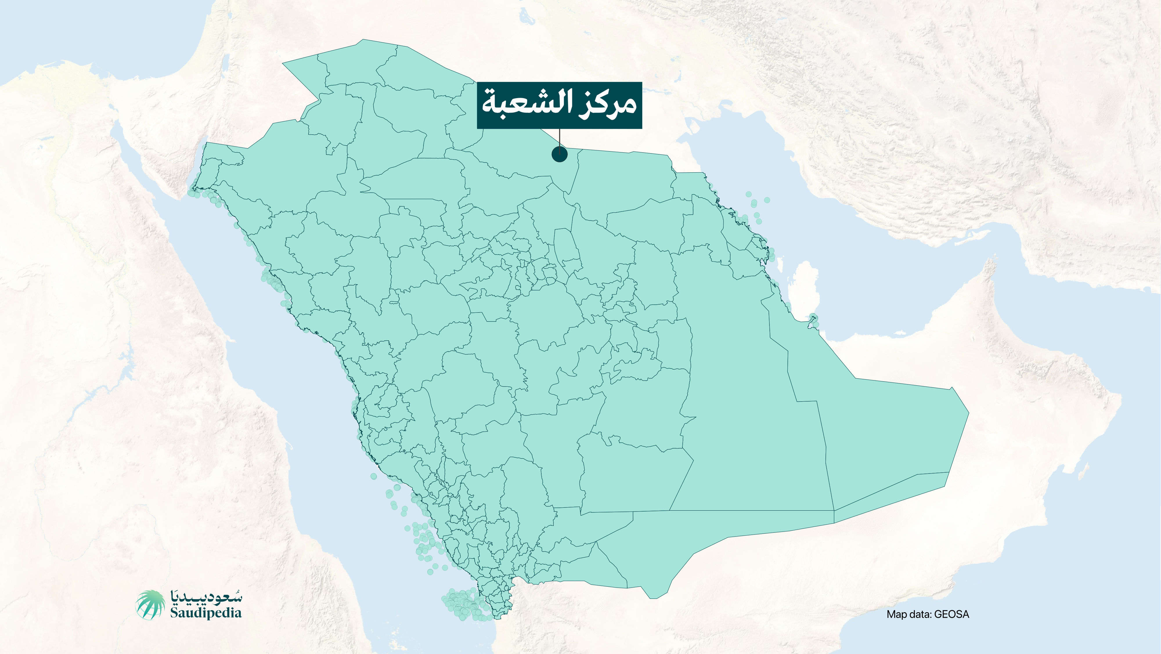 مركز الشعبة على خارطة السعودية