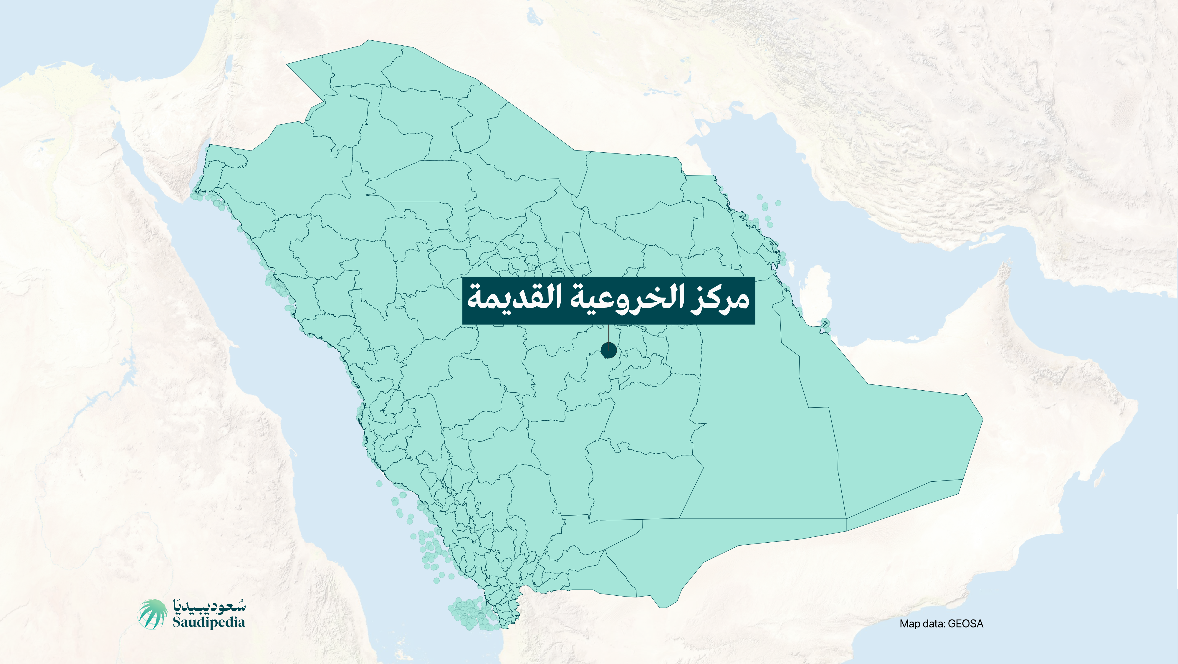 مركز الخروعية القديمة على خارطة السعودية