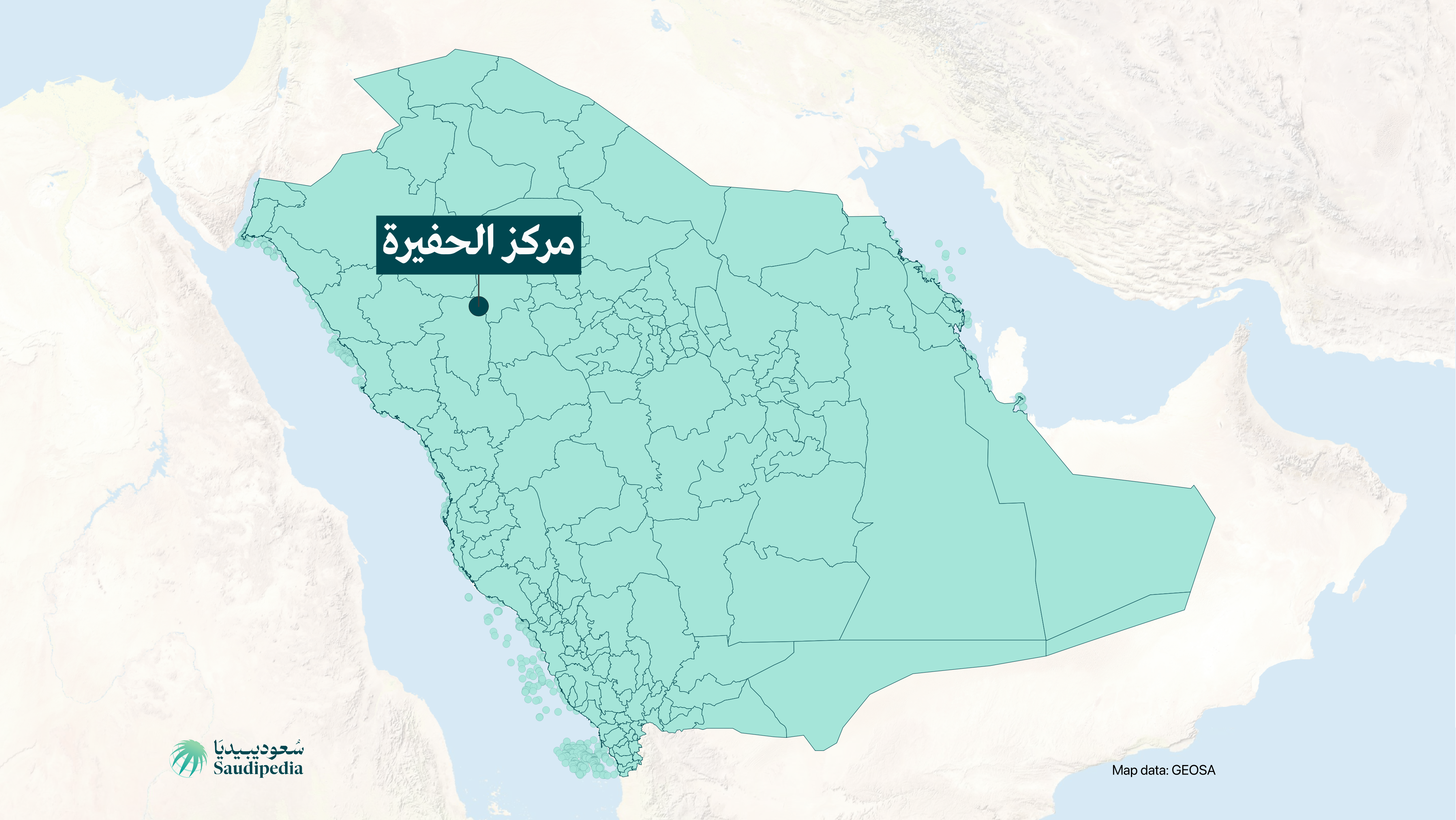 مركز الحفيرة على خارطة السعودية