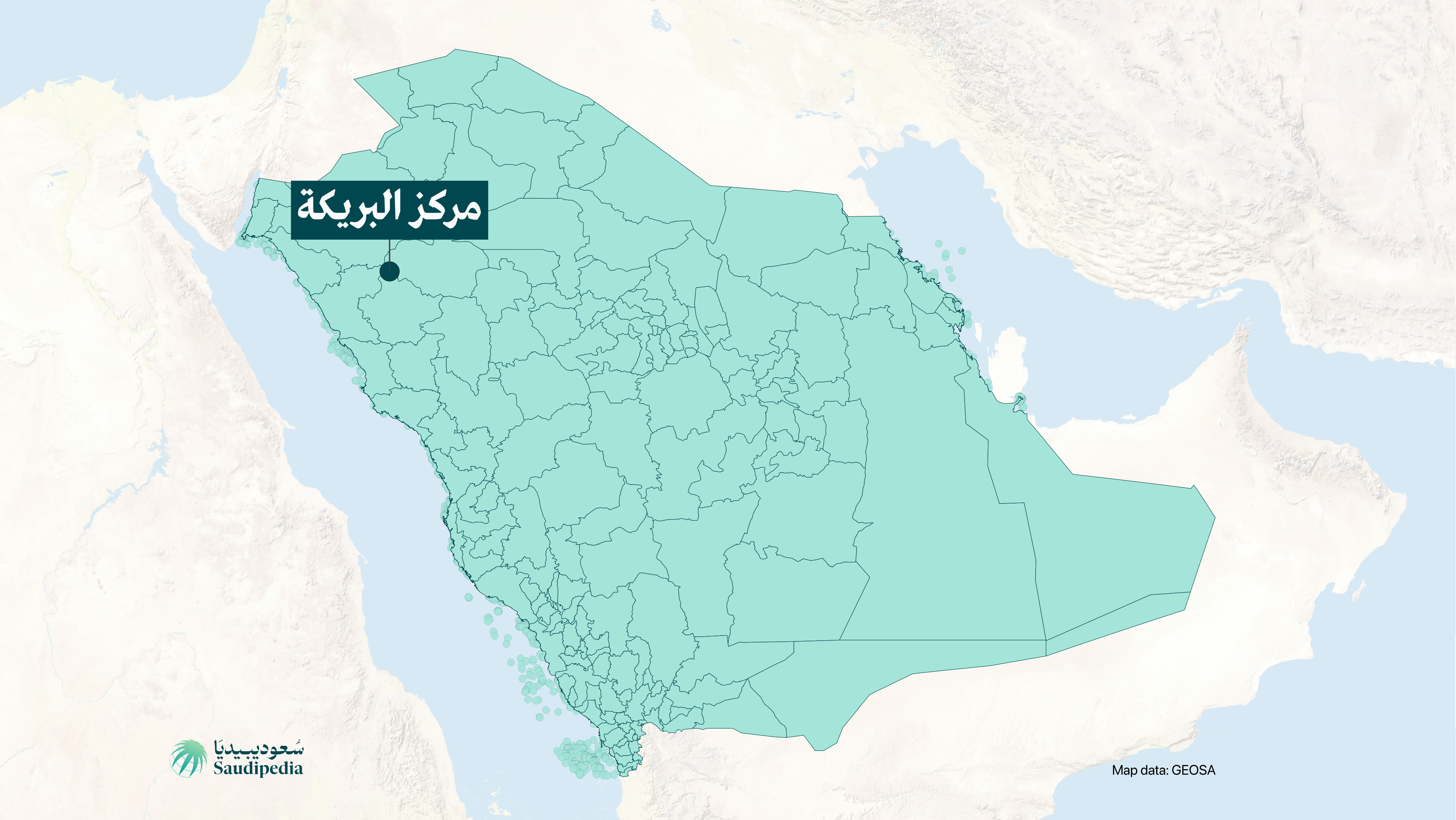 مركز البريكة على خارطة السعودية