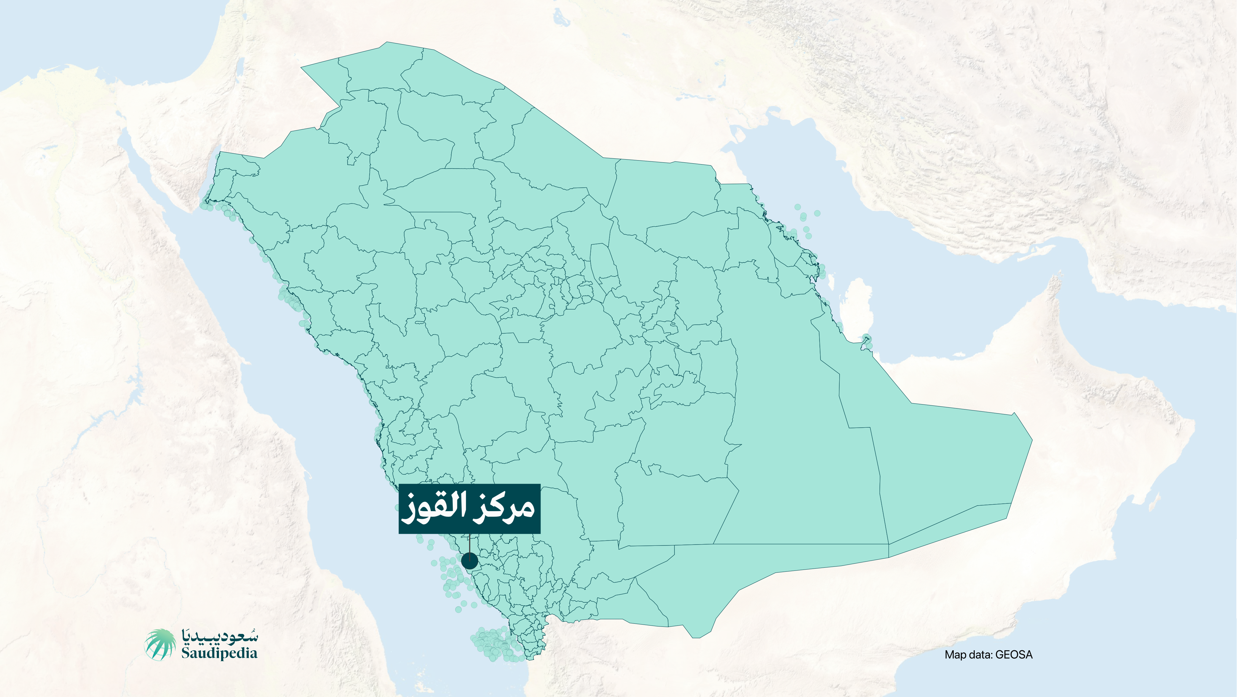 مركز القوز على خارطة السعودية