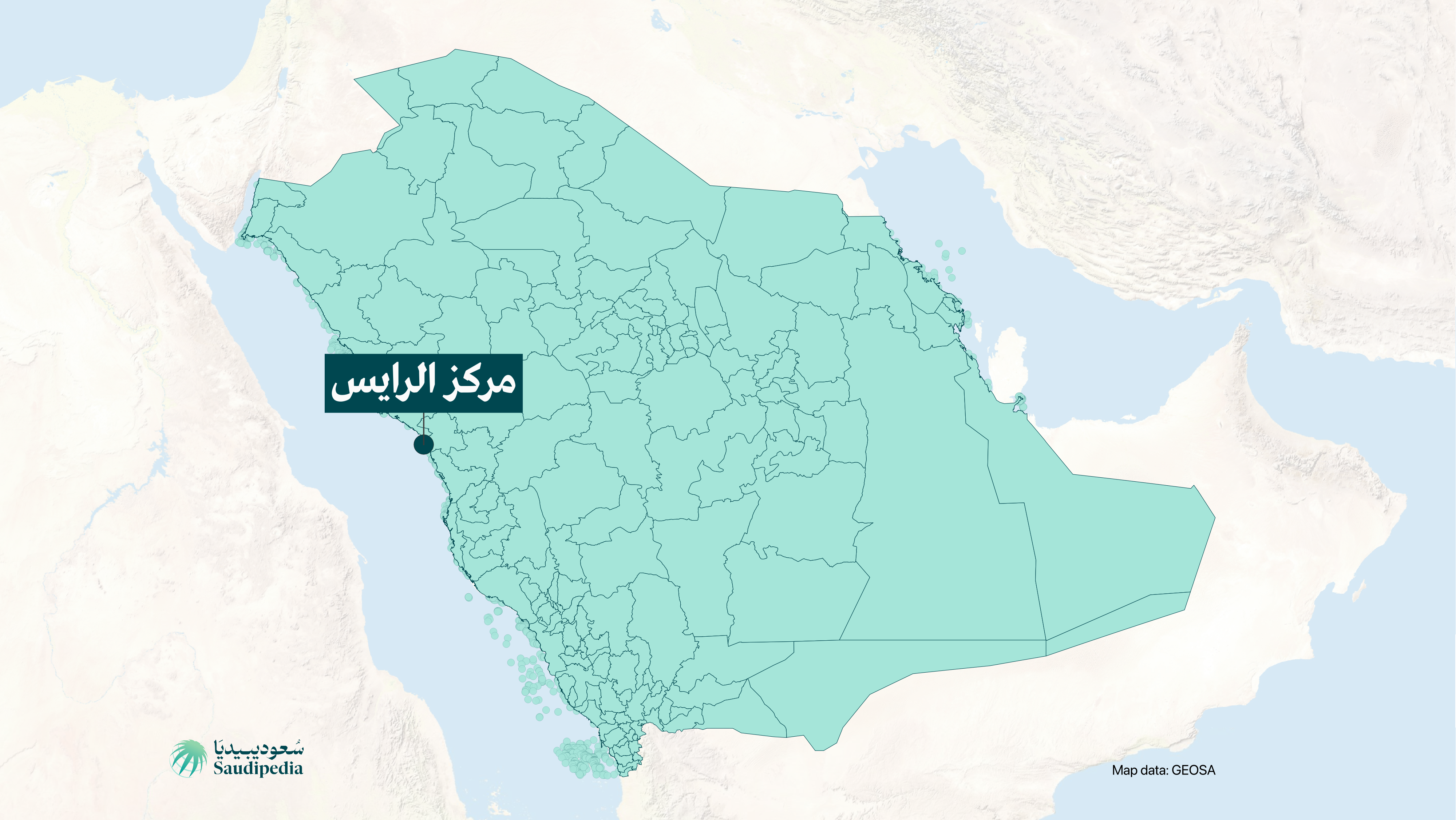 مركز الرايس على خارطة السعودية