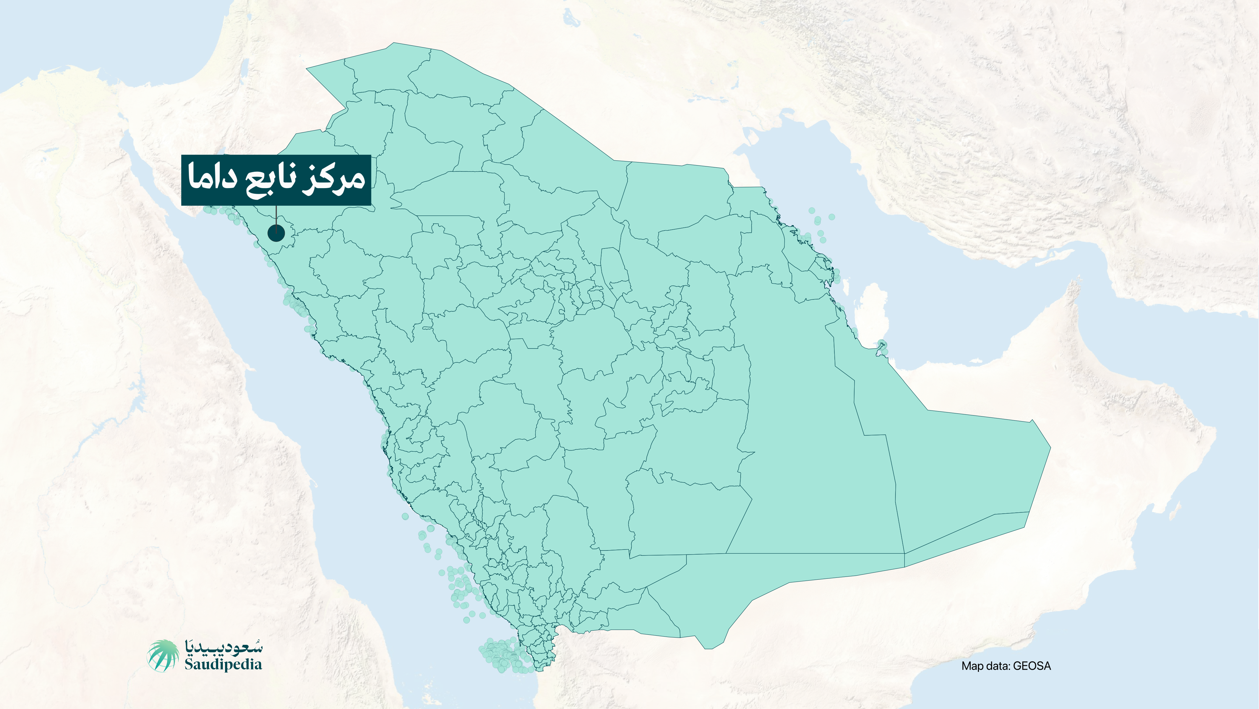 مركز نابع داما على خارطة السعودية