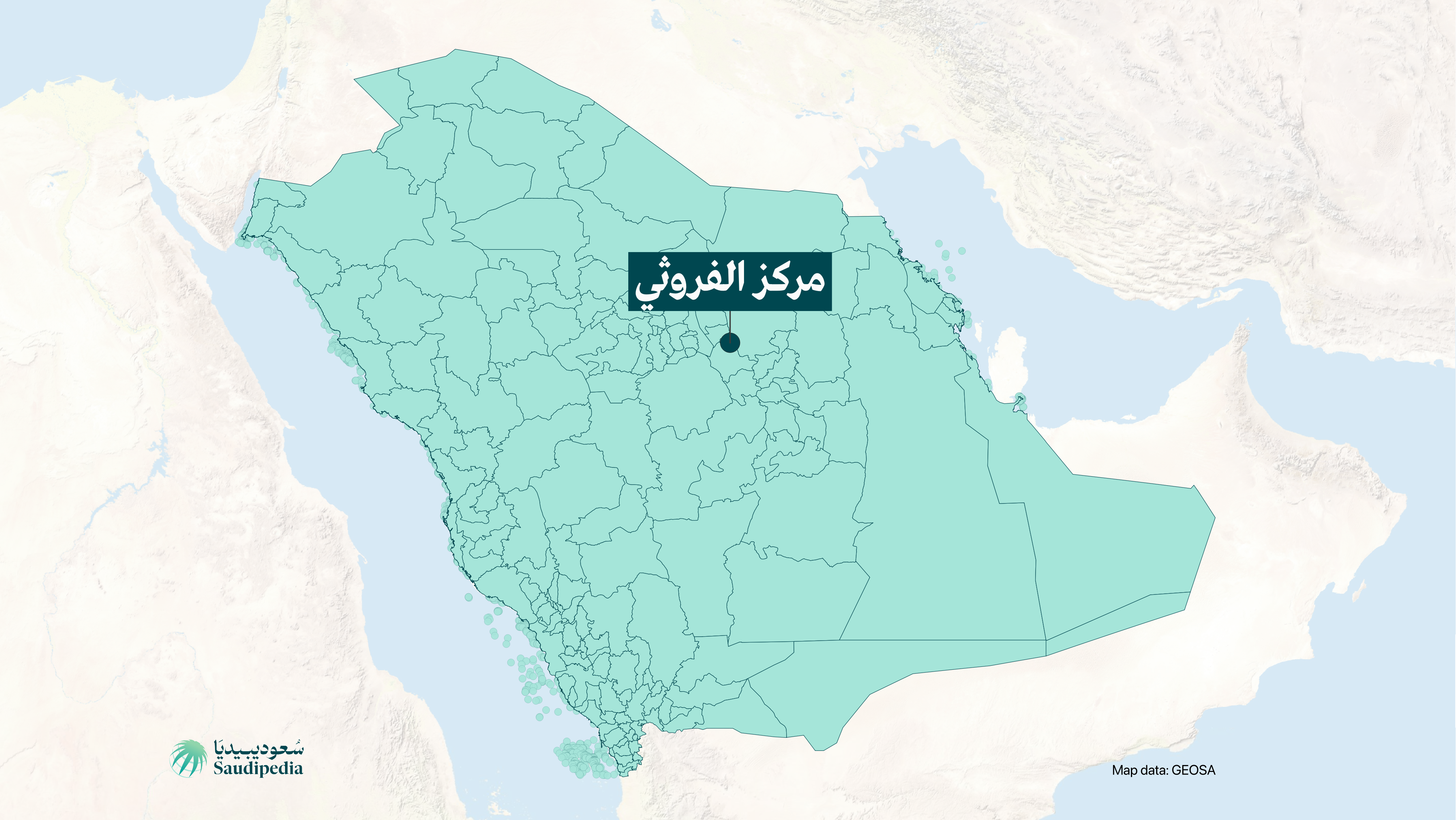 مركز الفروثي على خارطة السعودية