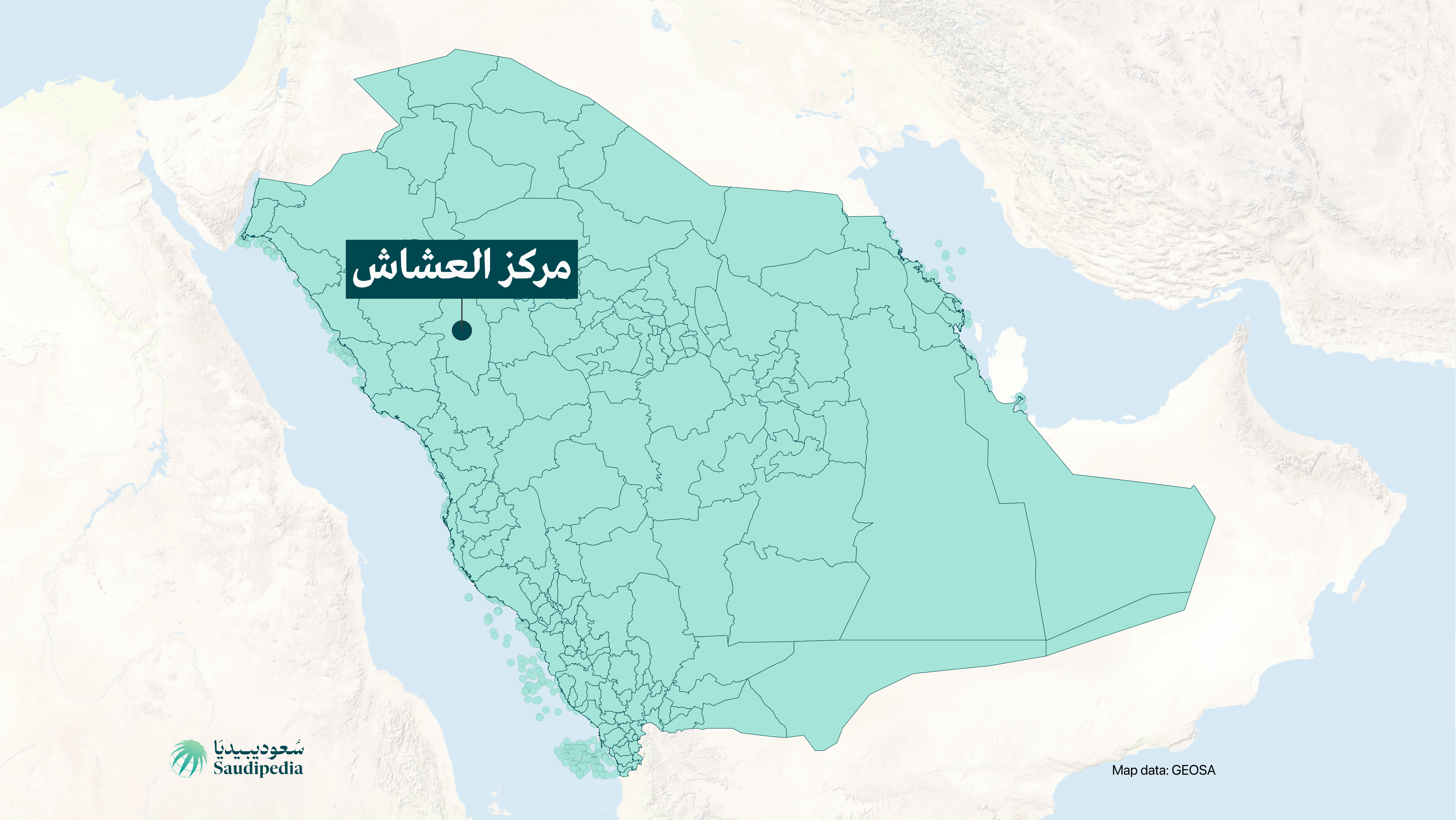 مركز العشاش على خارطة السعودية