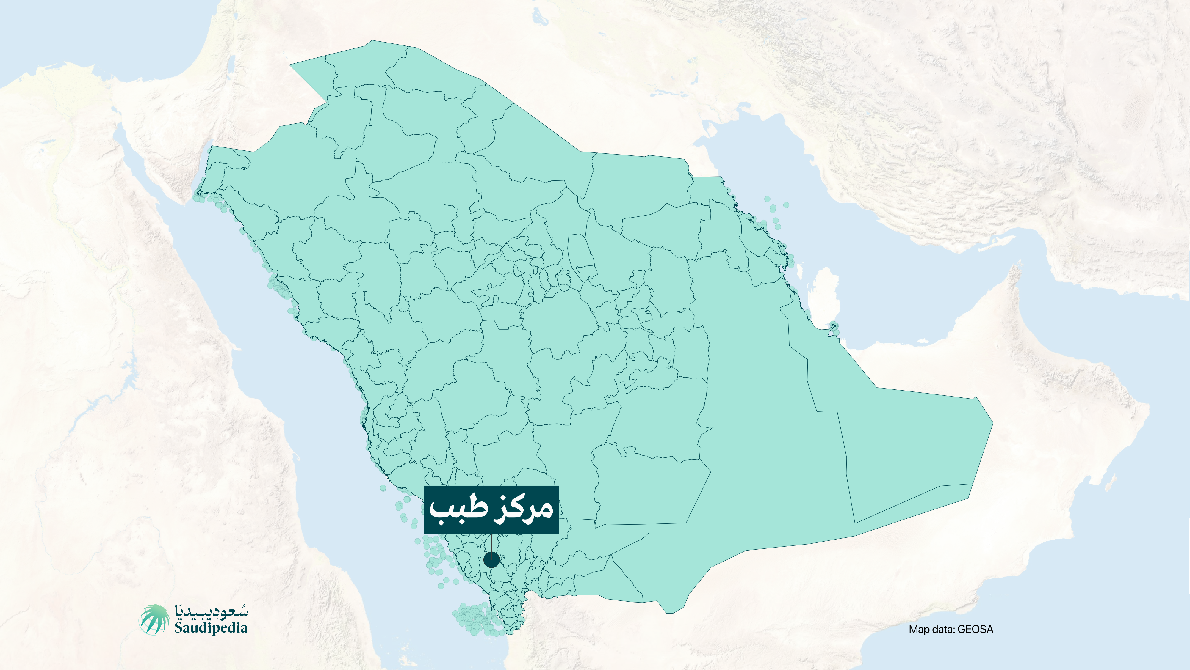 مركز طبب على خارطة السعودية