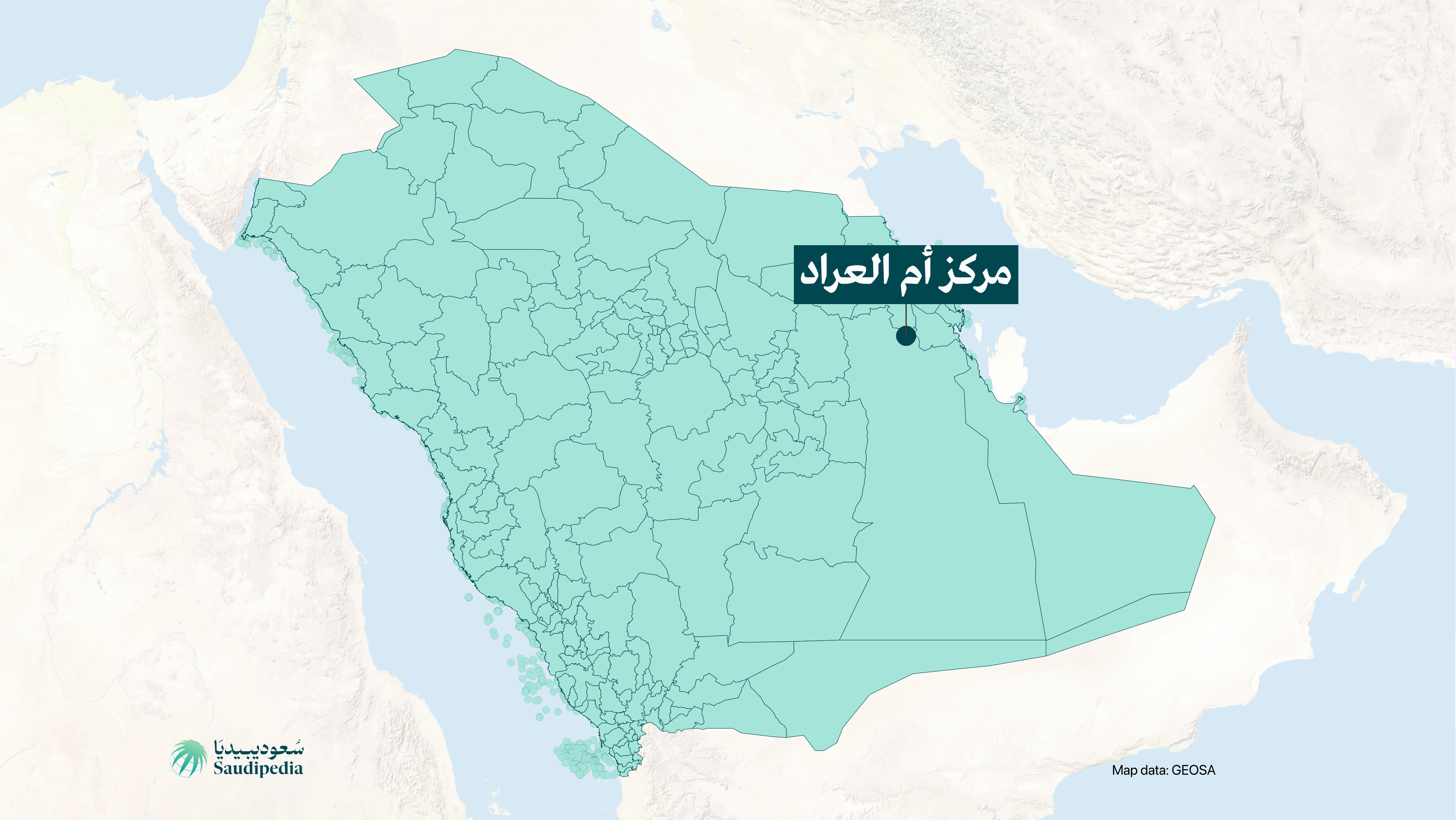 مركز أم العراد على خارطة السعودية