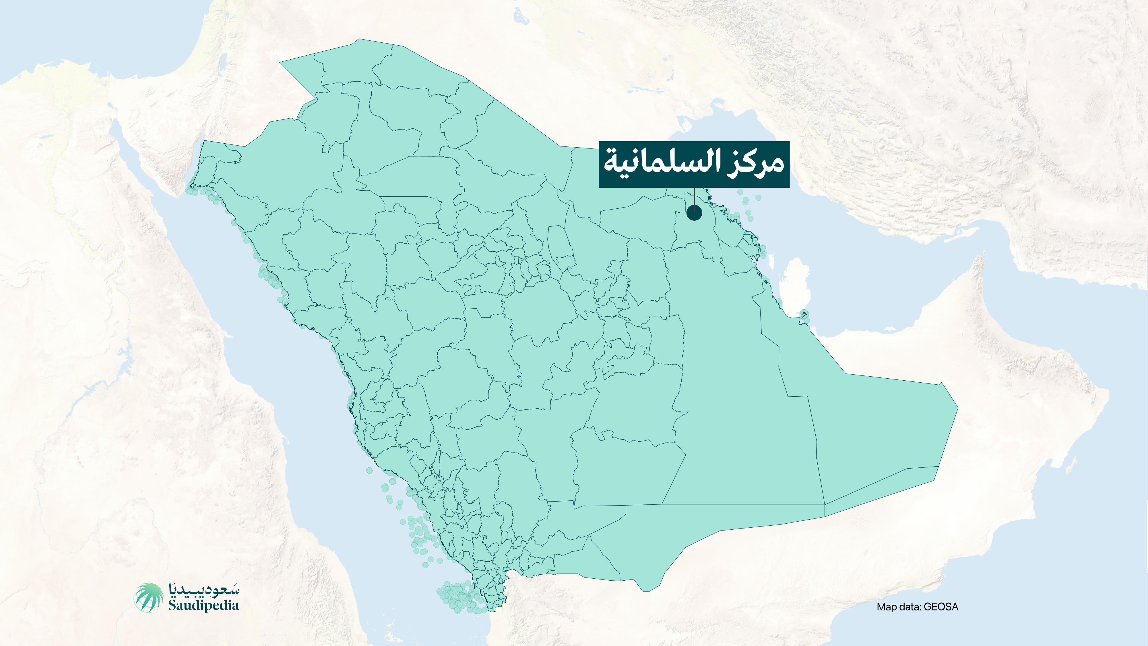 مركز السلمانية على خارطة السعودية