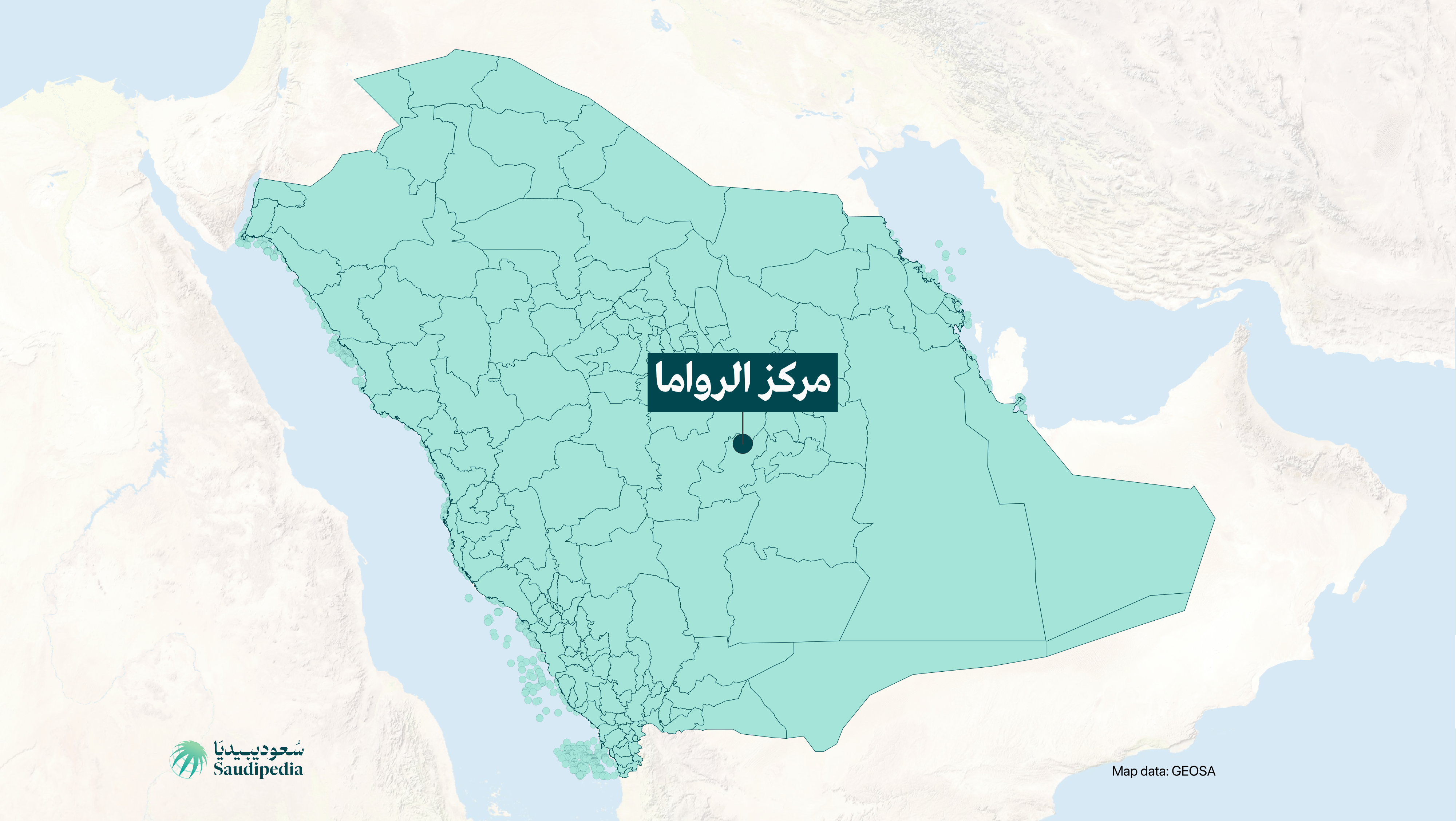 مركز الرواما على خريطة السعودية