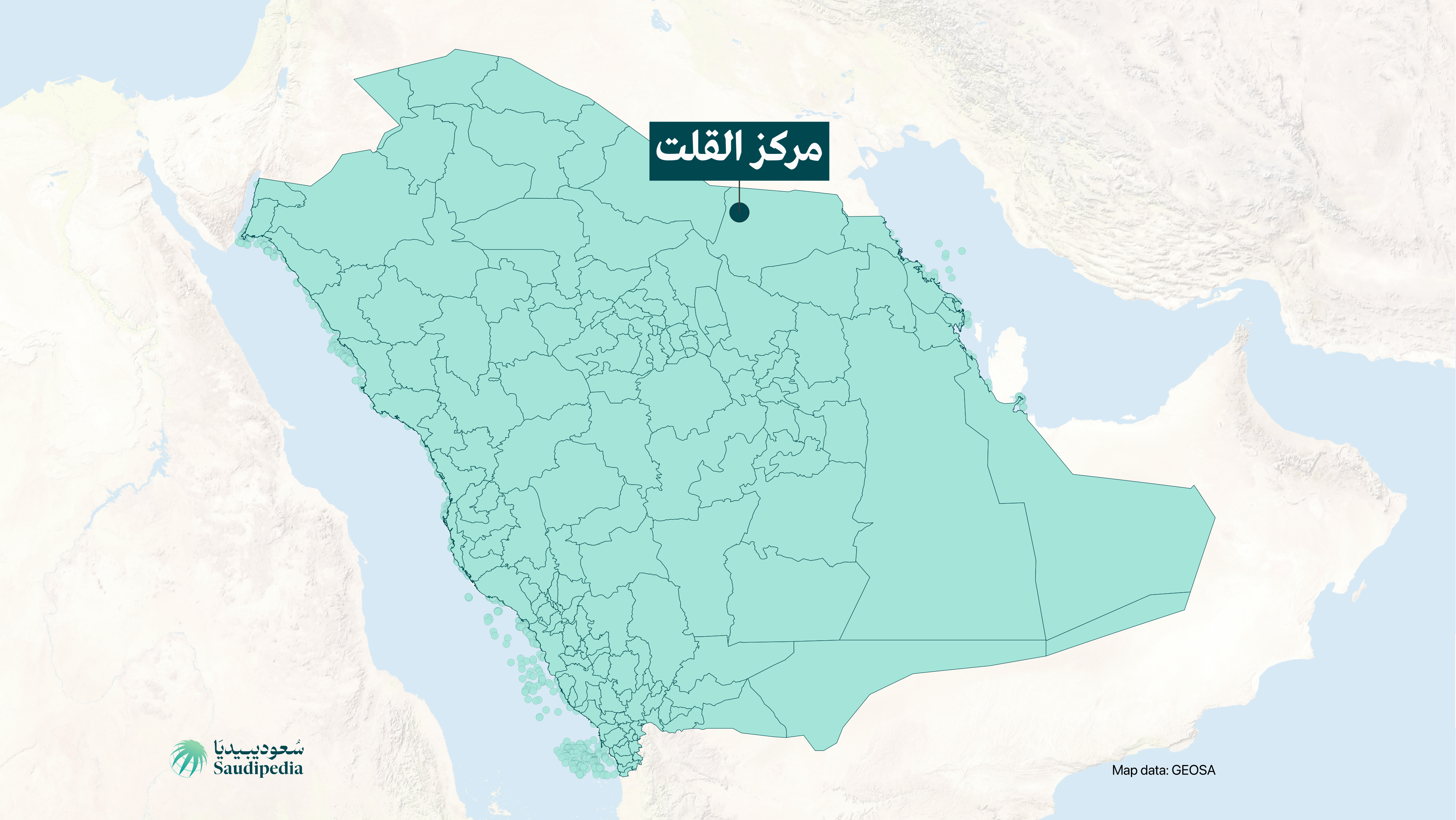 مركز القلت على خارطة السعودية