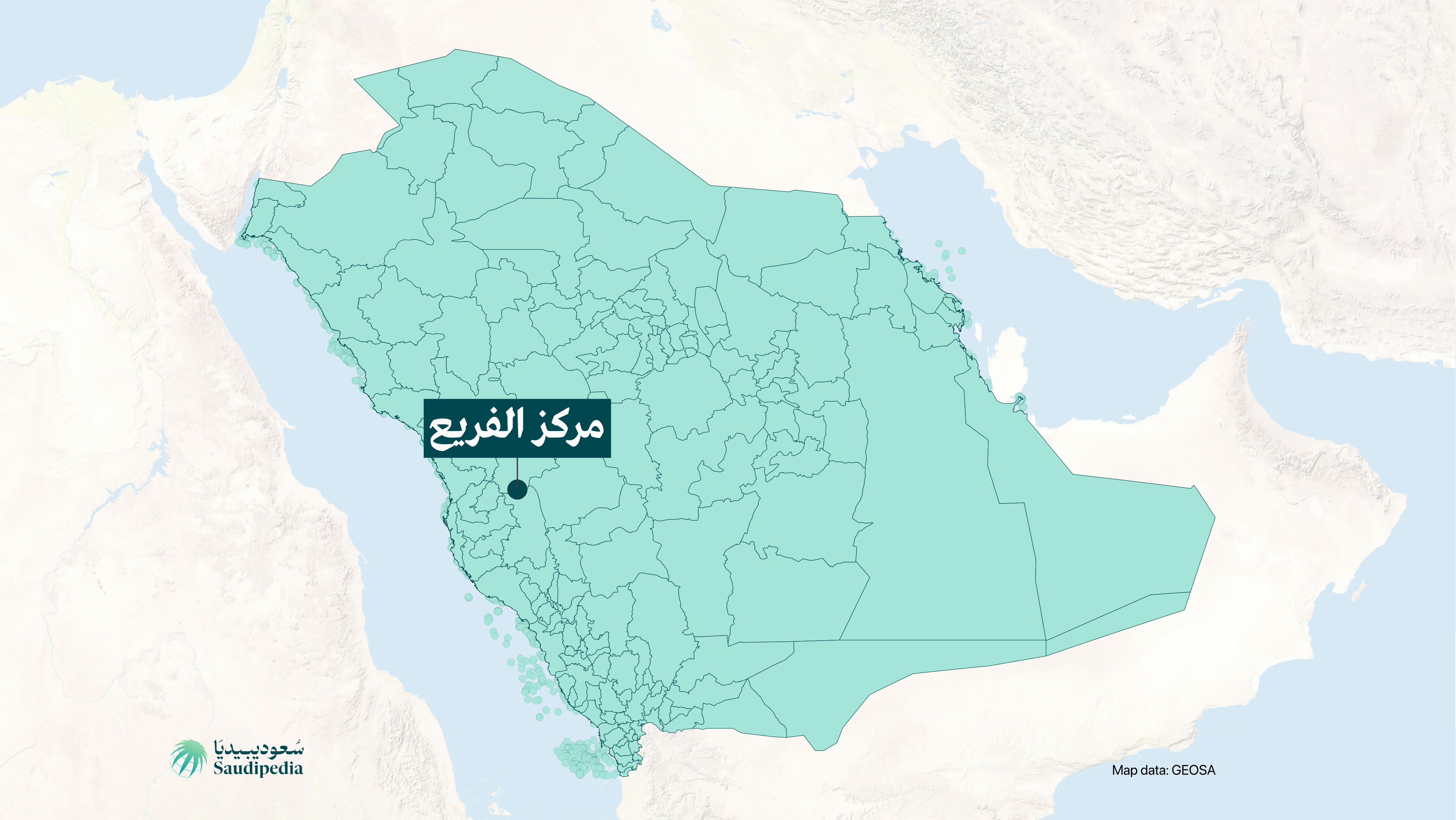 مركز الفريع على خارطة السعودية