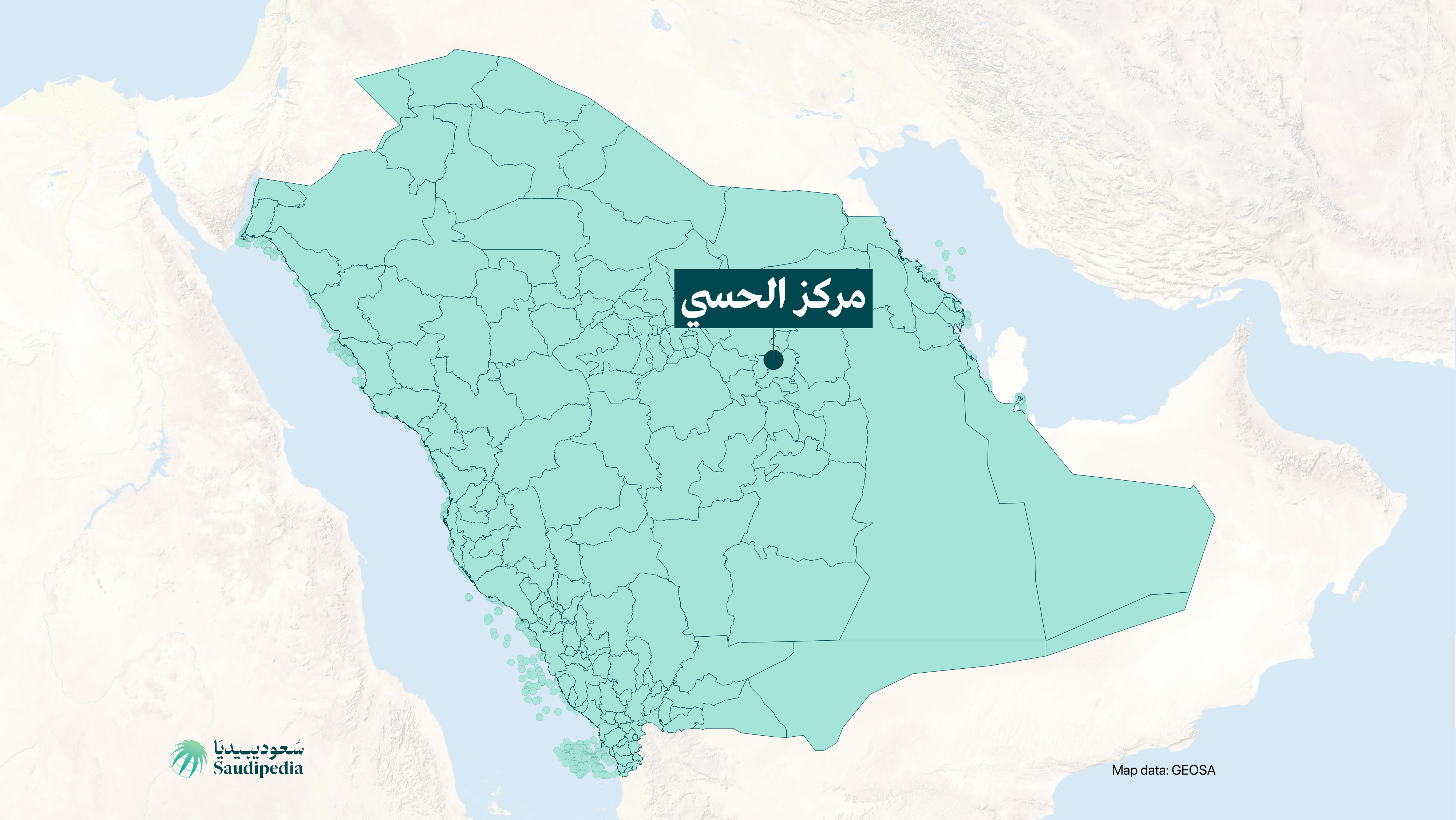 مركز الحسي على خارطة السعودية