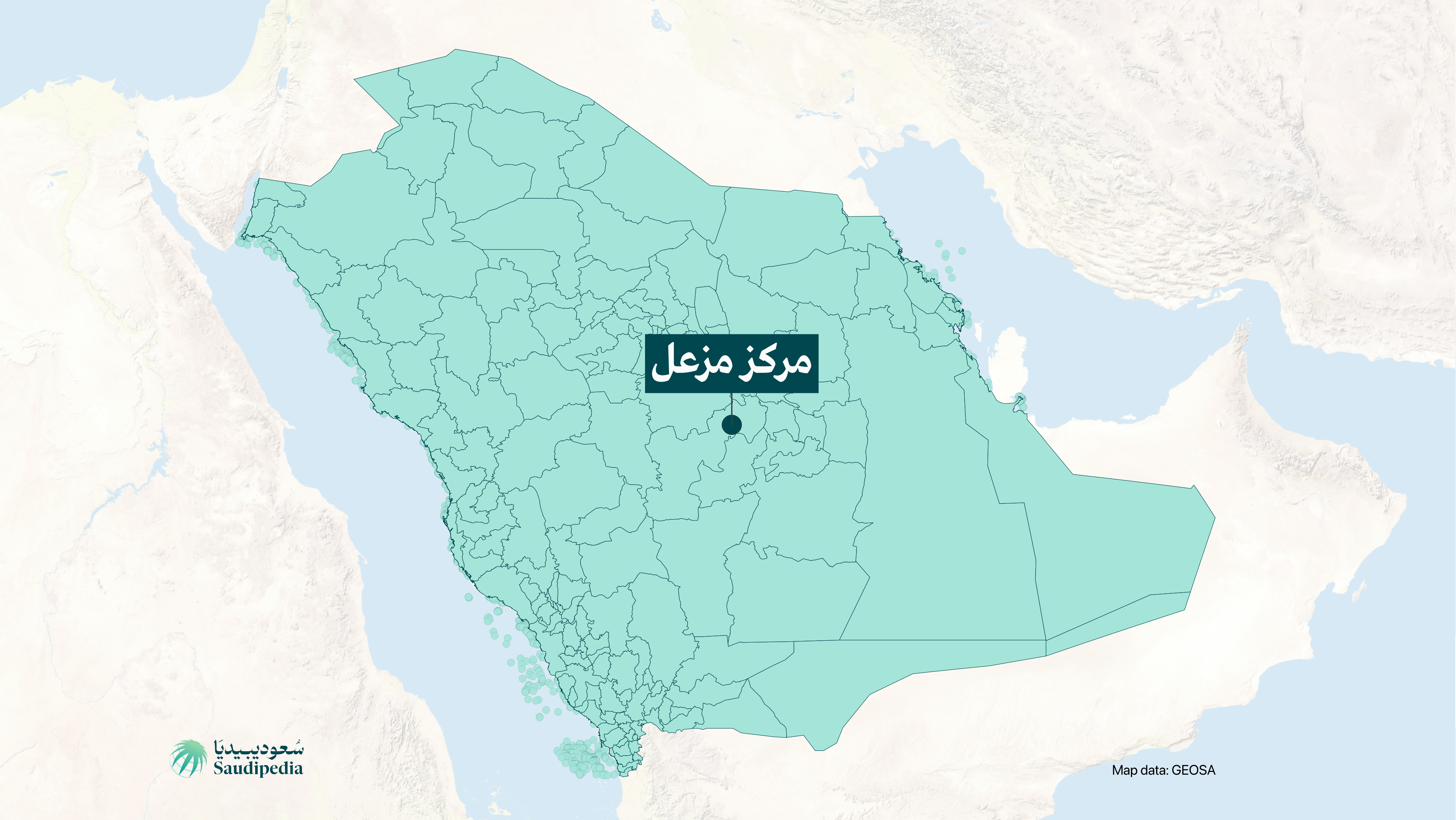 مركز مزعل على خارطة السعودية
