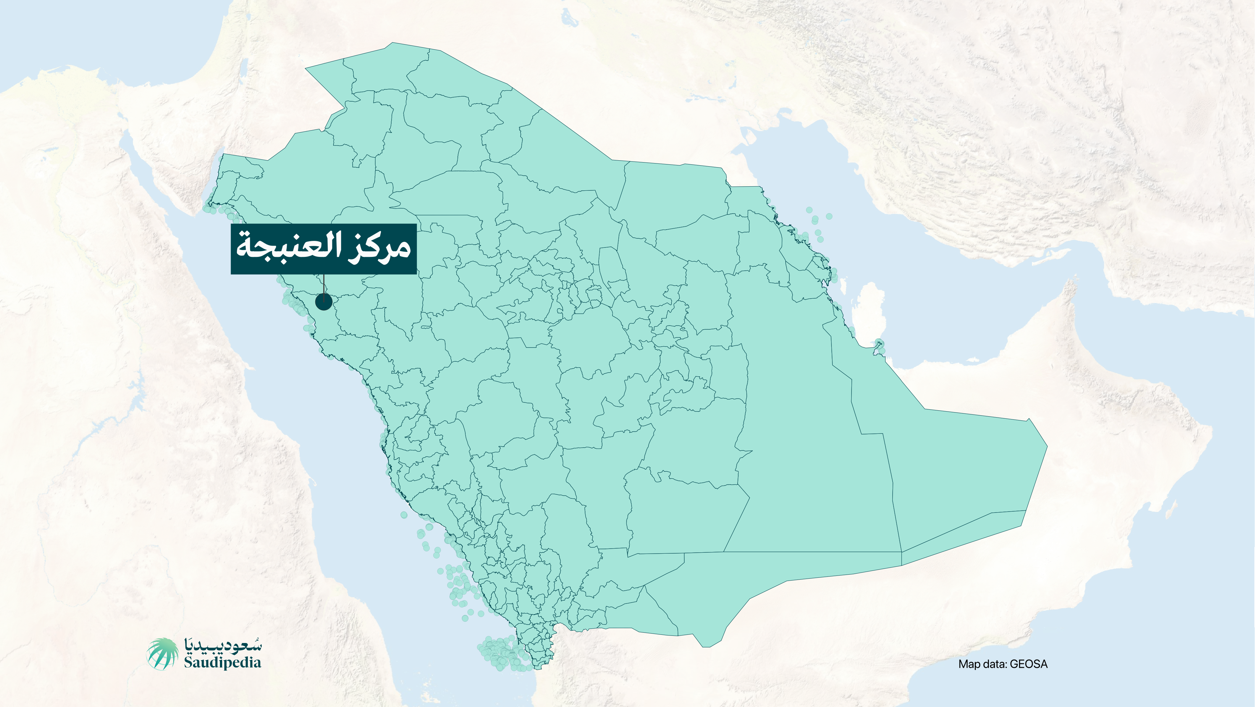 مركز العنبجة على خارطة السعودية