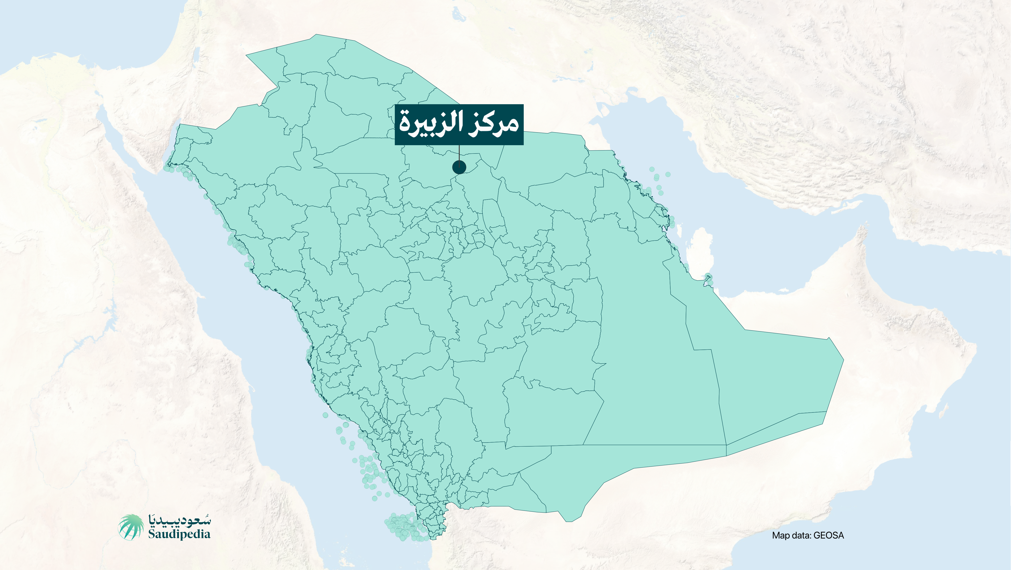 مركز الزبيرة على خارطة السعودية