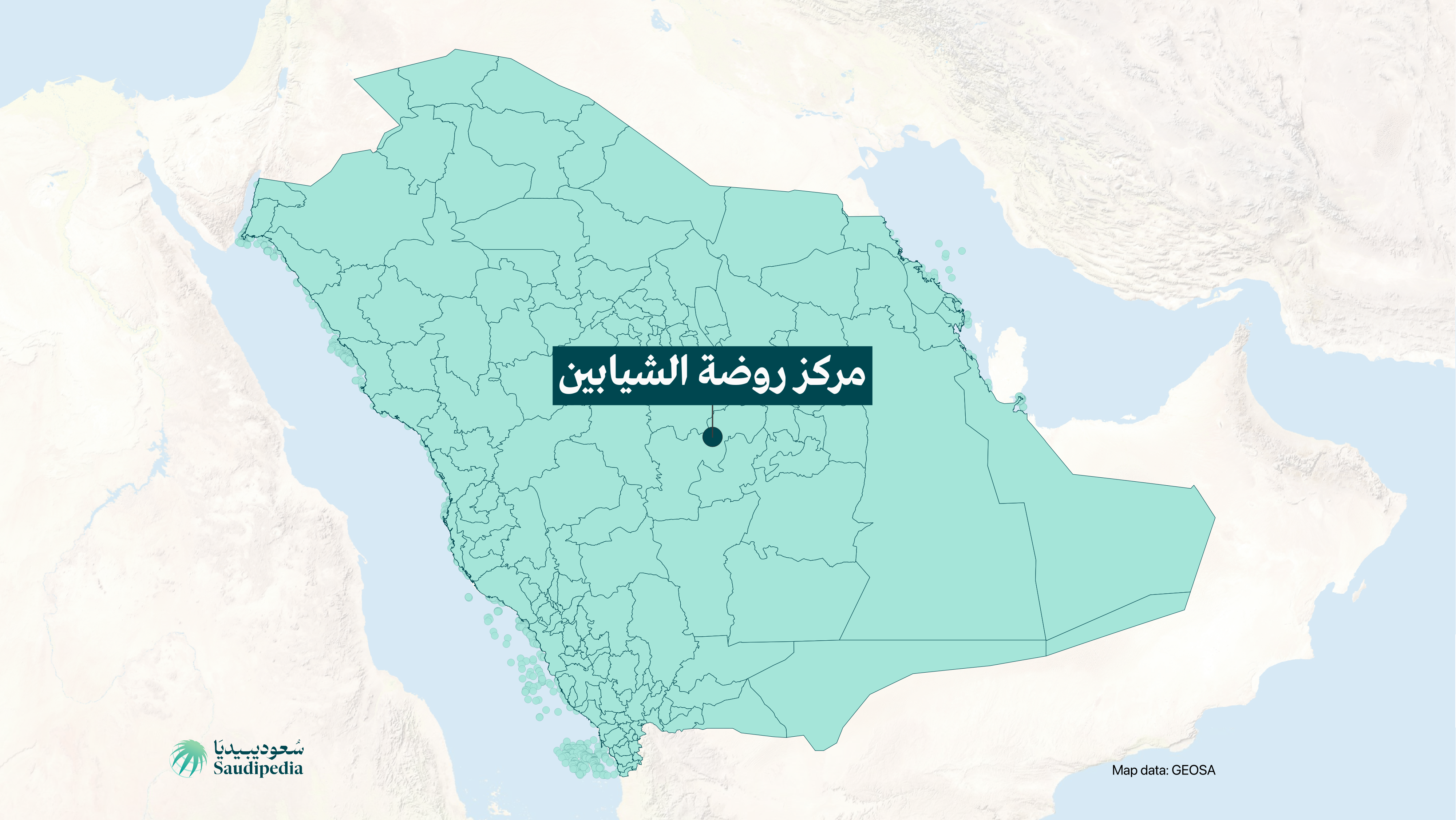 مركز روضة الشيابين على خارطة السعودية
