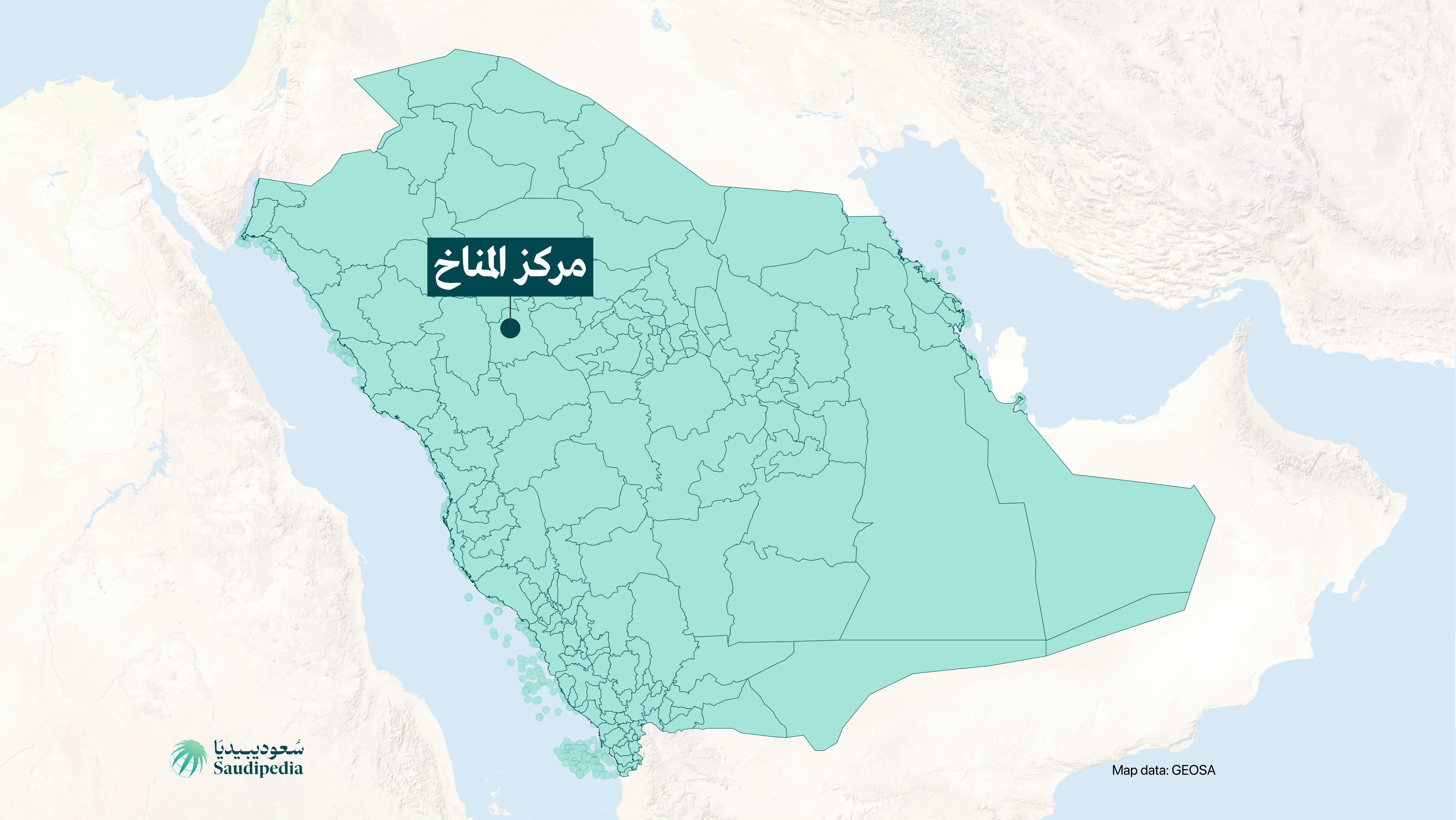 مركز المناخ على خارطة السعودية