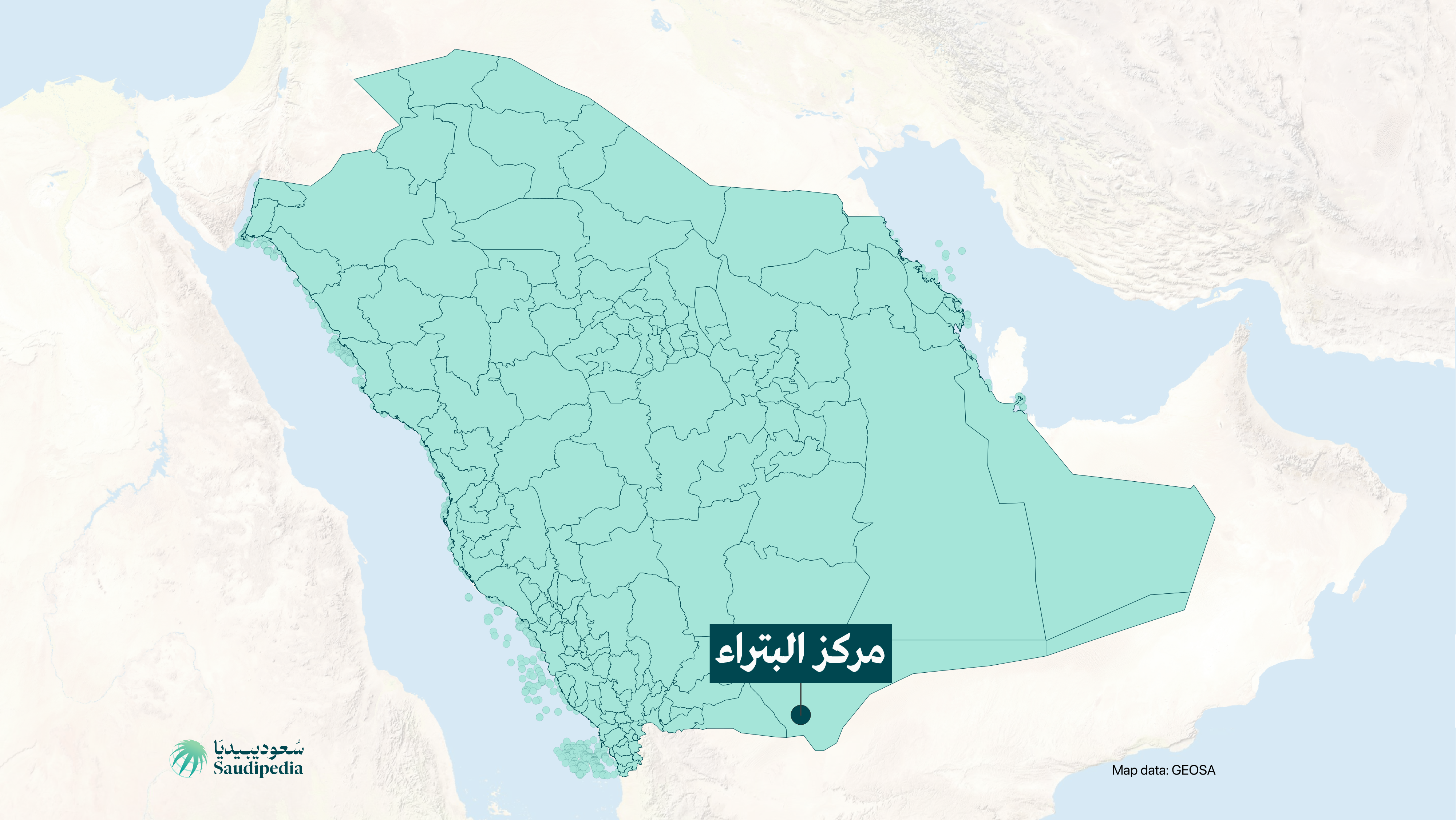 مركز البتراء على خارطة السعودية