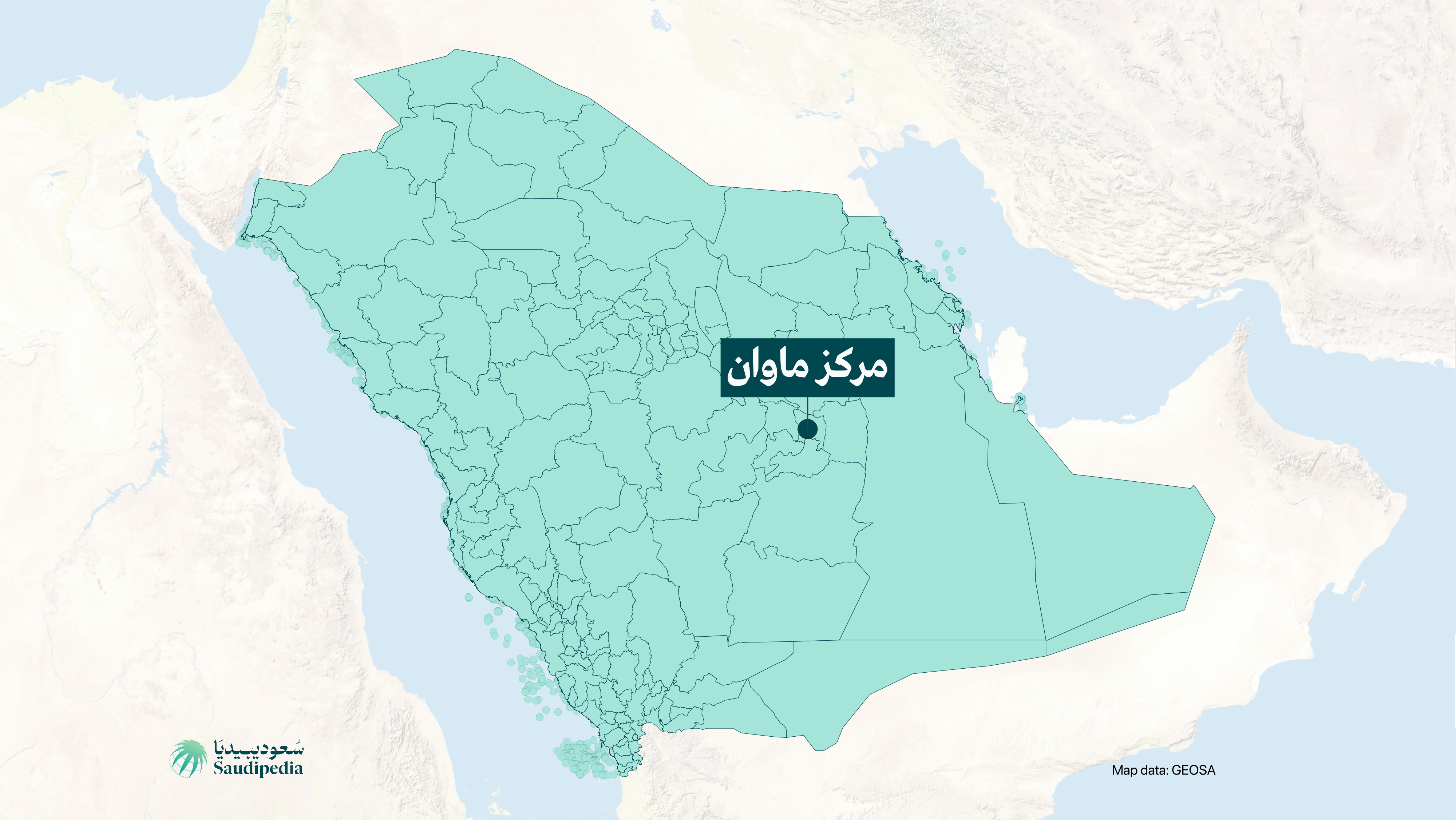 مركز ماوان على خارطة السعودية