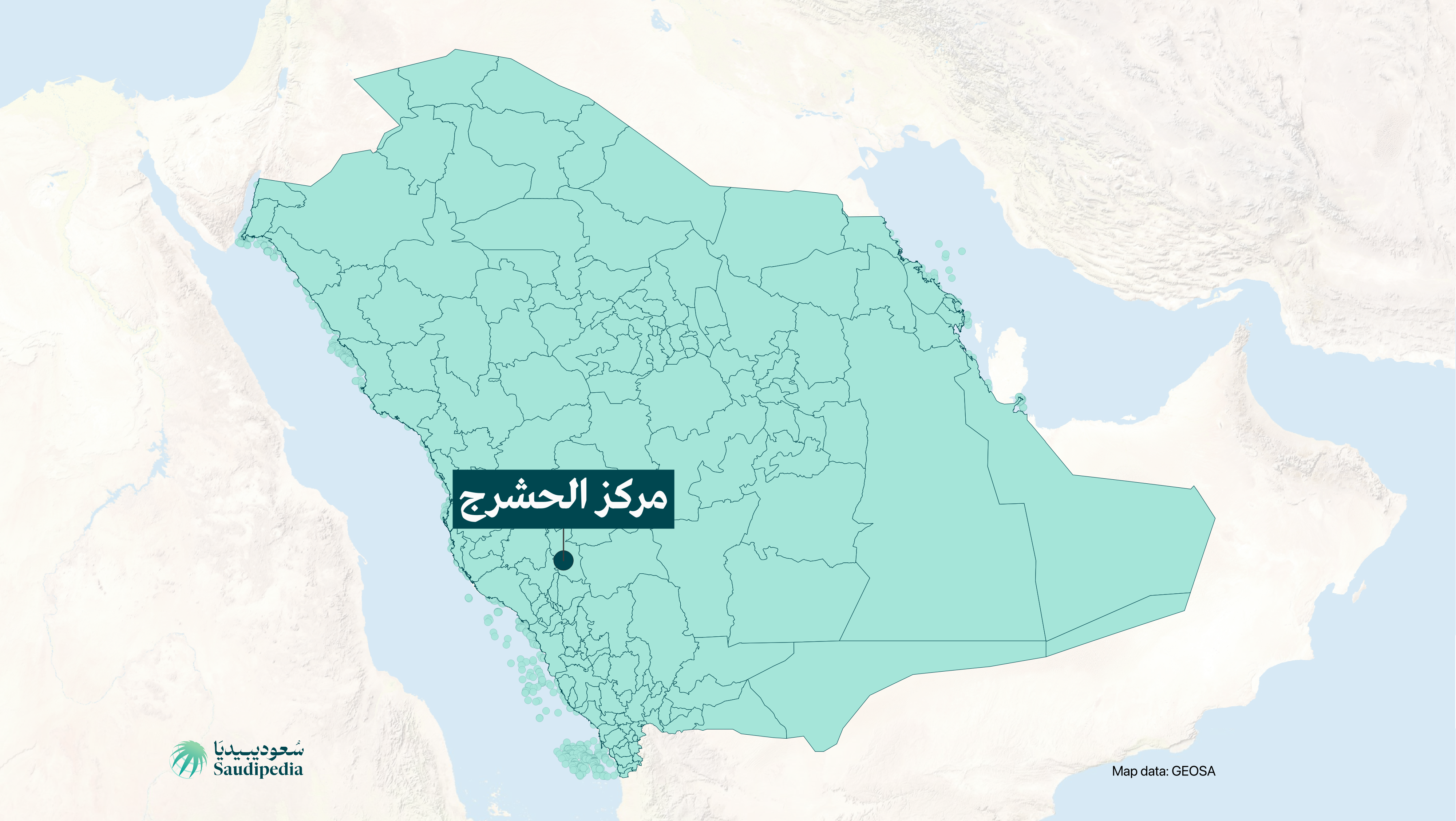 مركز الحشرج على خارطة السعودية