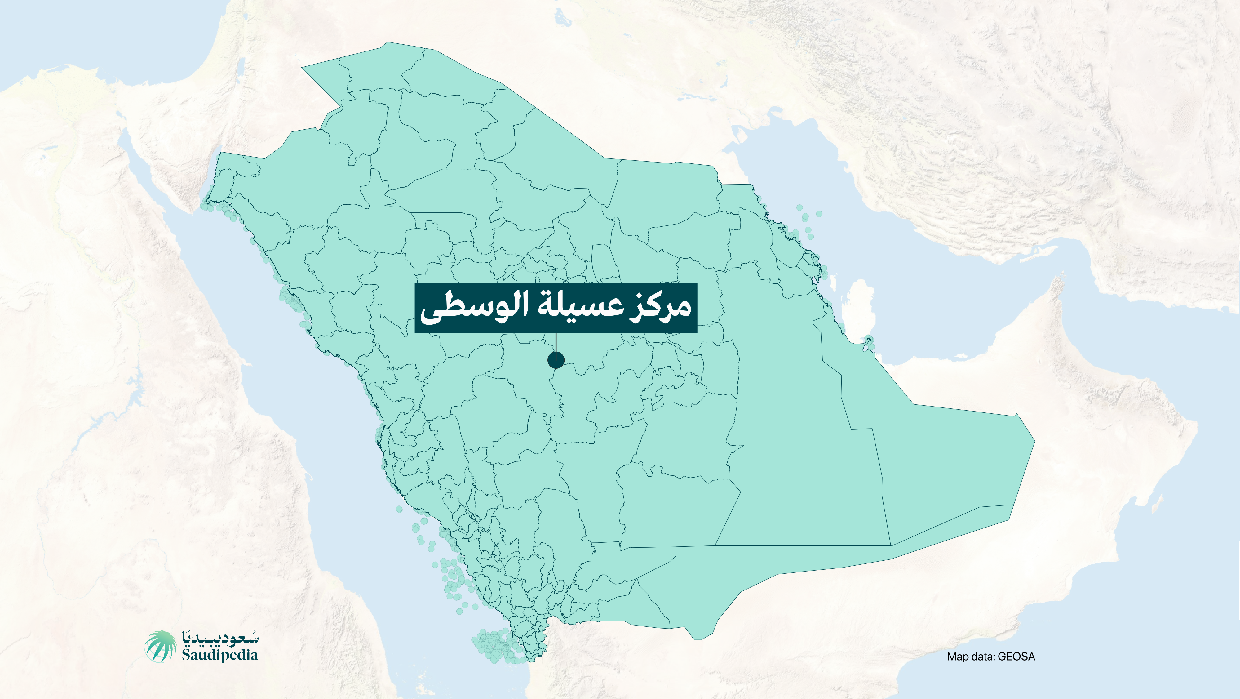 مركز عسيلة الوسطى على خارطة السعودية