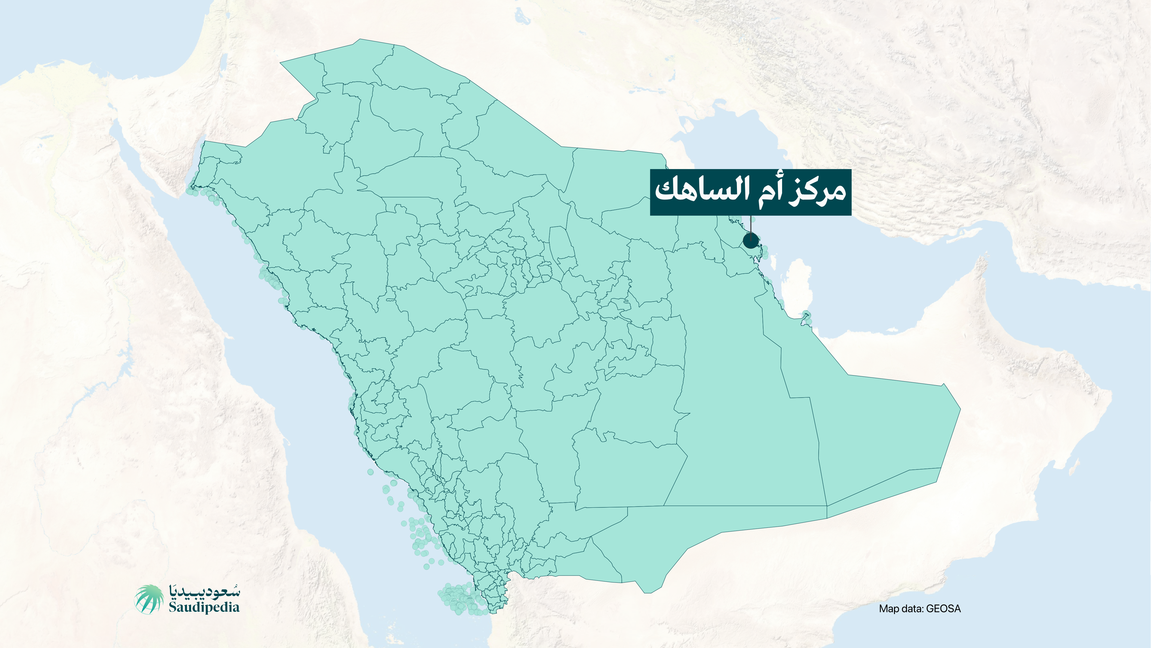 مركز أم الساهك على خارطة السعودية