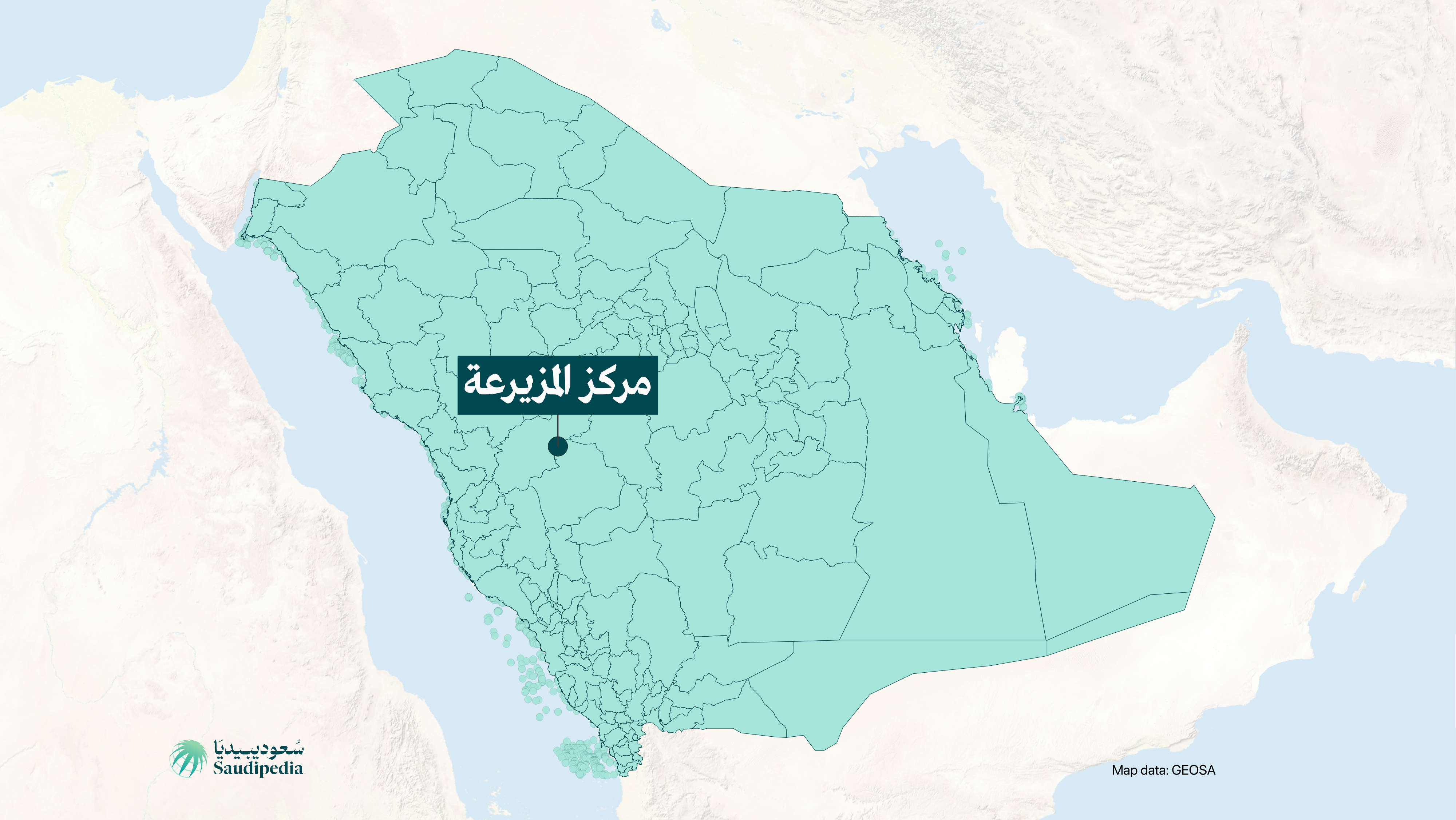 مركز المزيرعة على خارطة السعودية