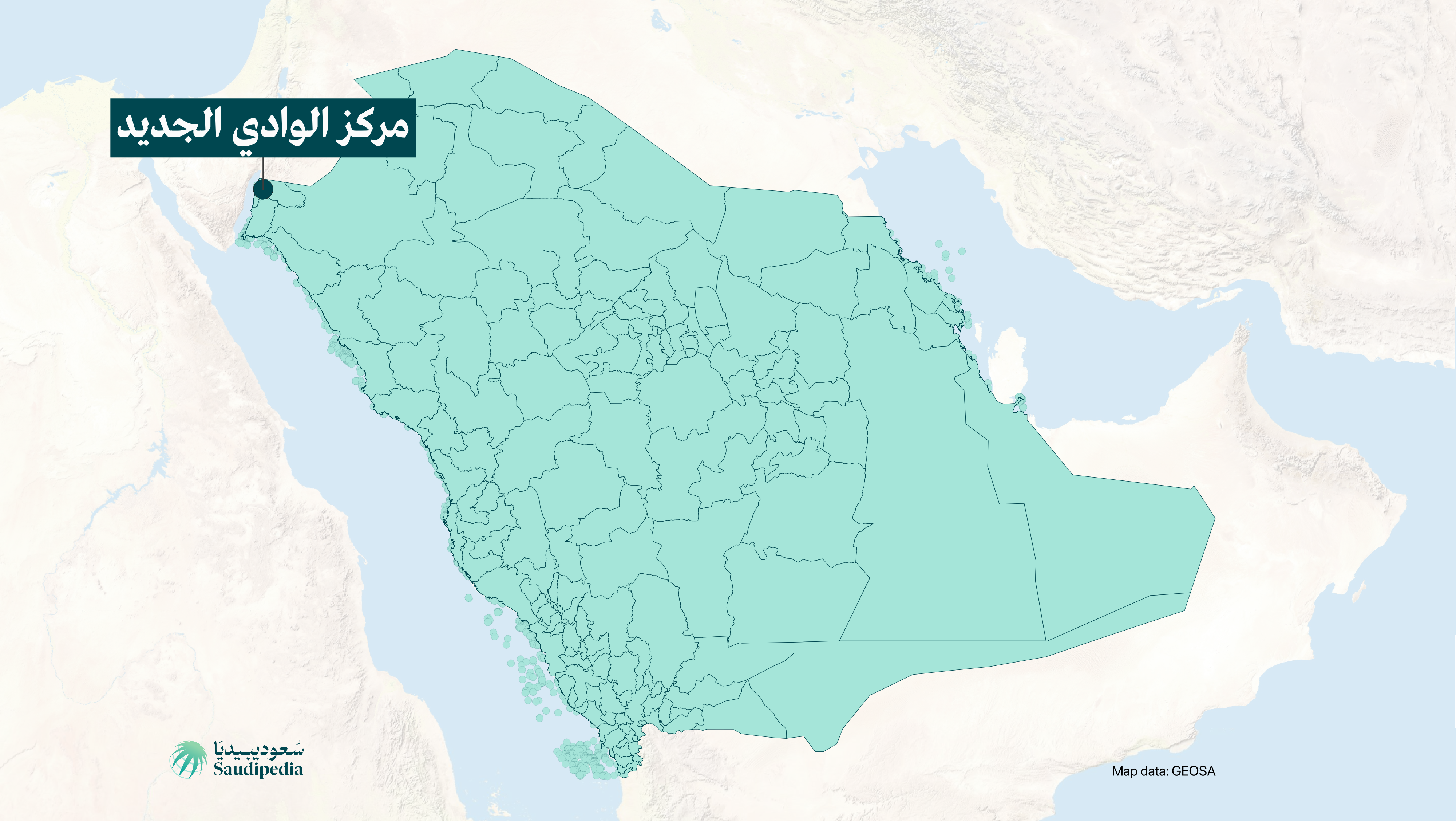 مركز الوادي الجديد على خارطة السعودية
