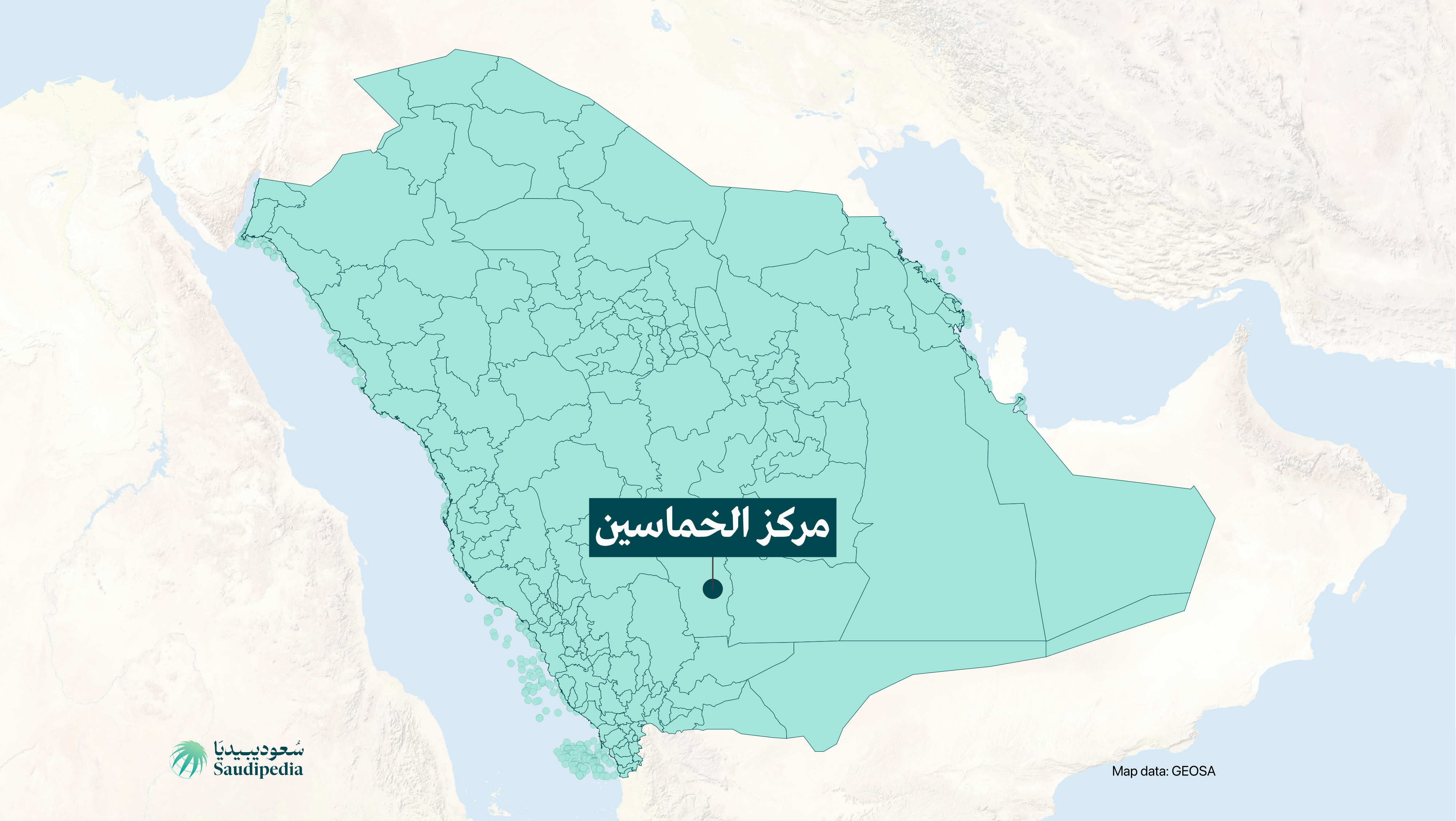 مركز الخماسين على خارطة السعودية