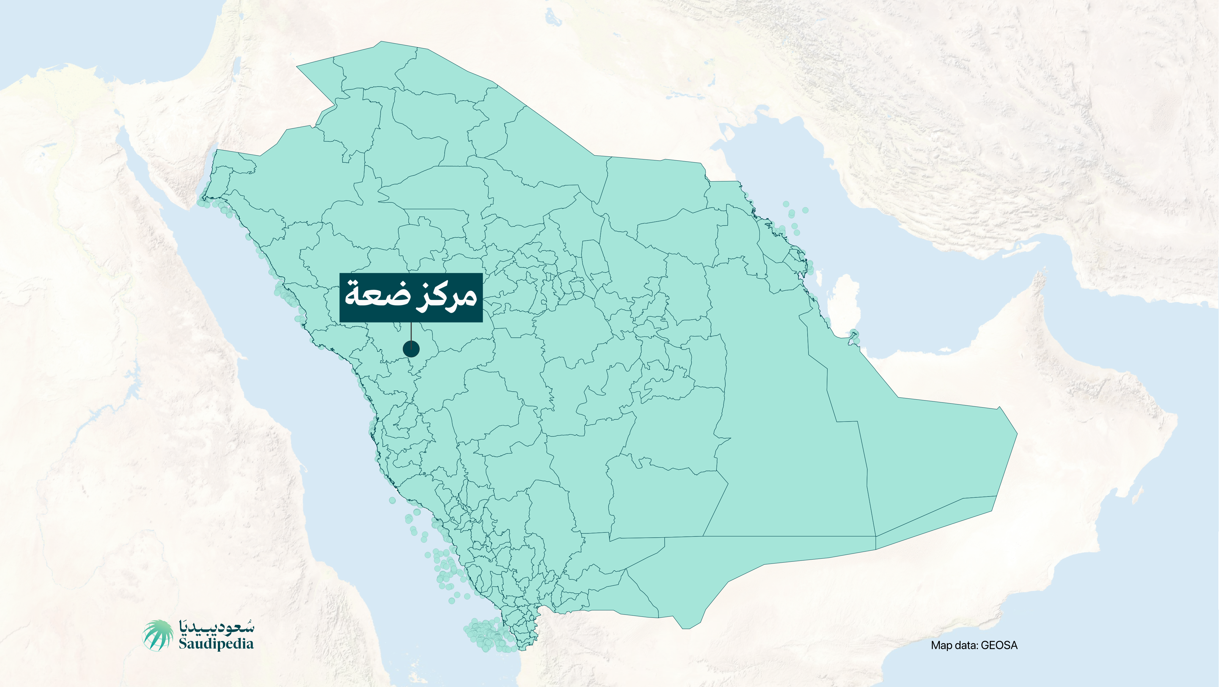 مركز ضعة على خارطة السعودية
