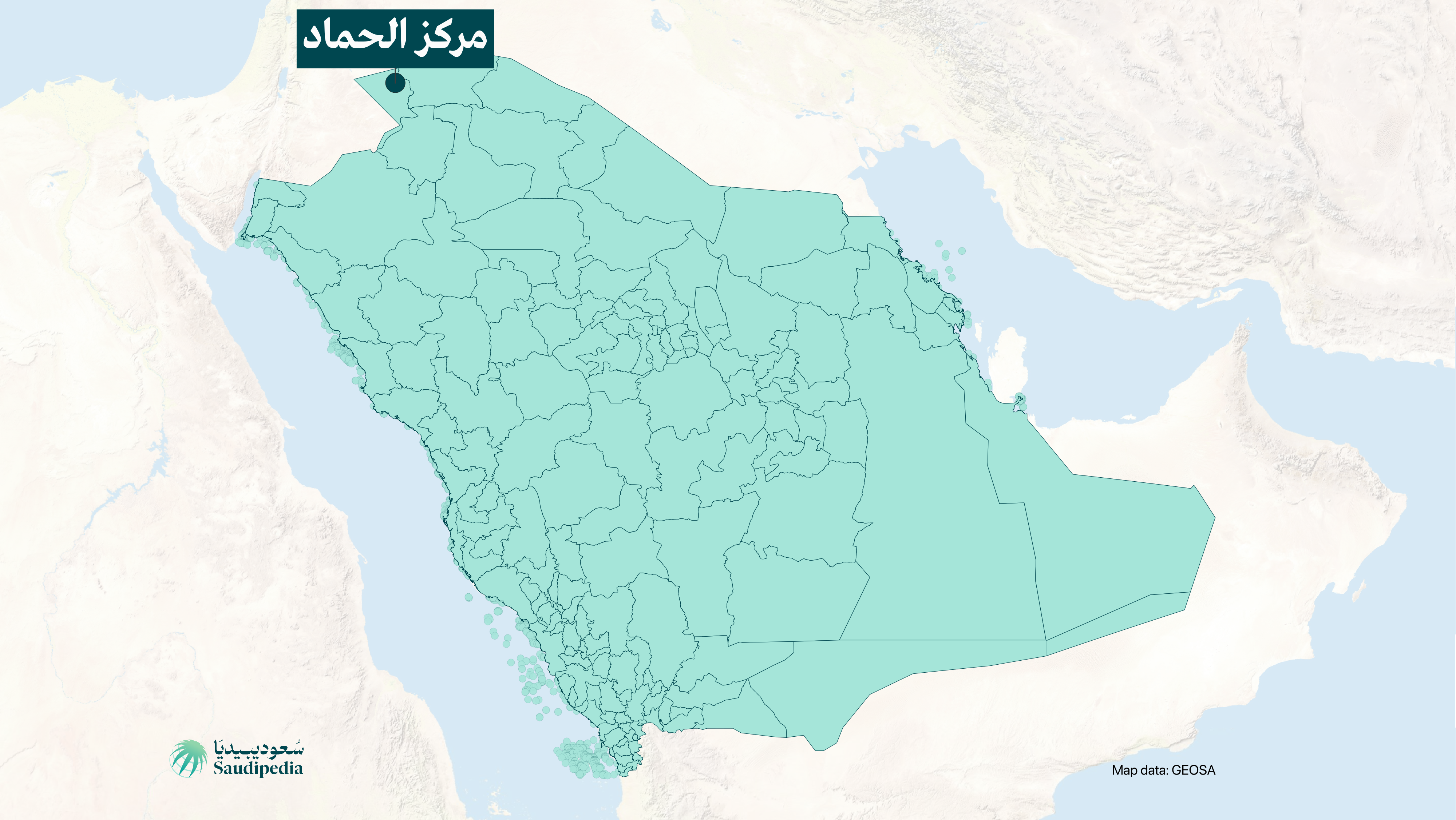 مركز الحماد على خارطة السعودية