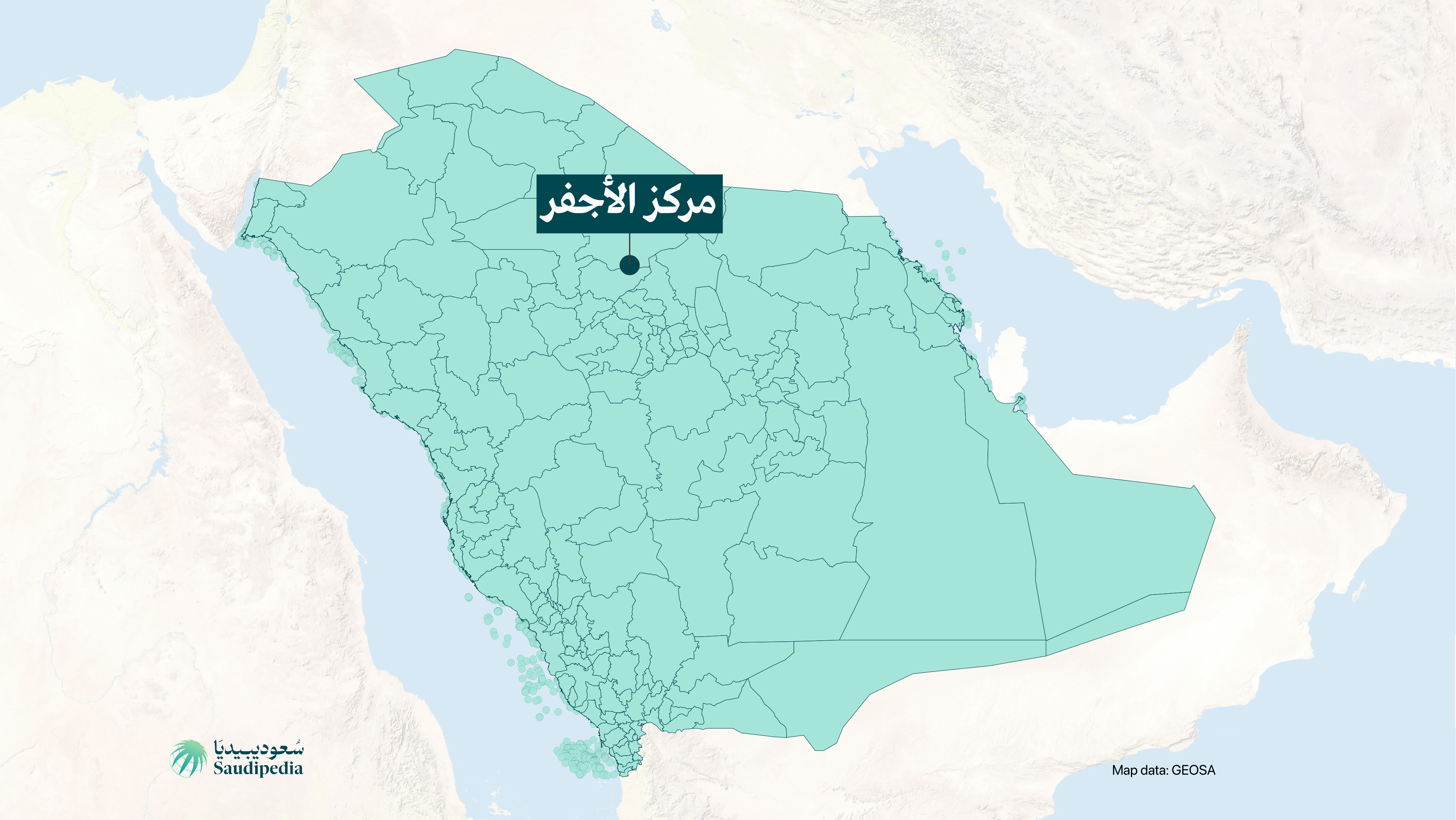 مركز الأجفر على خارطة السعودية
