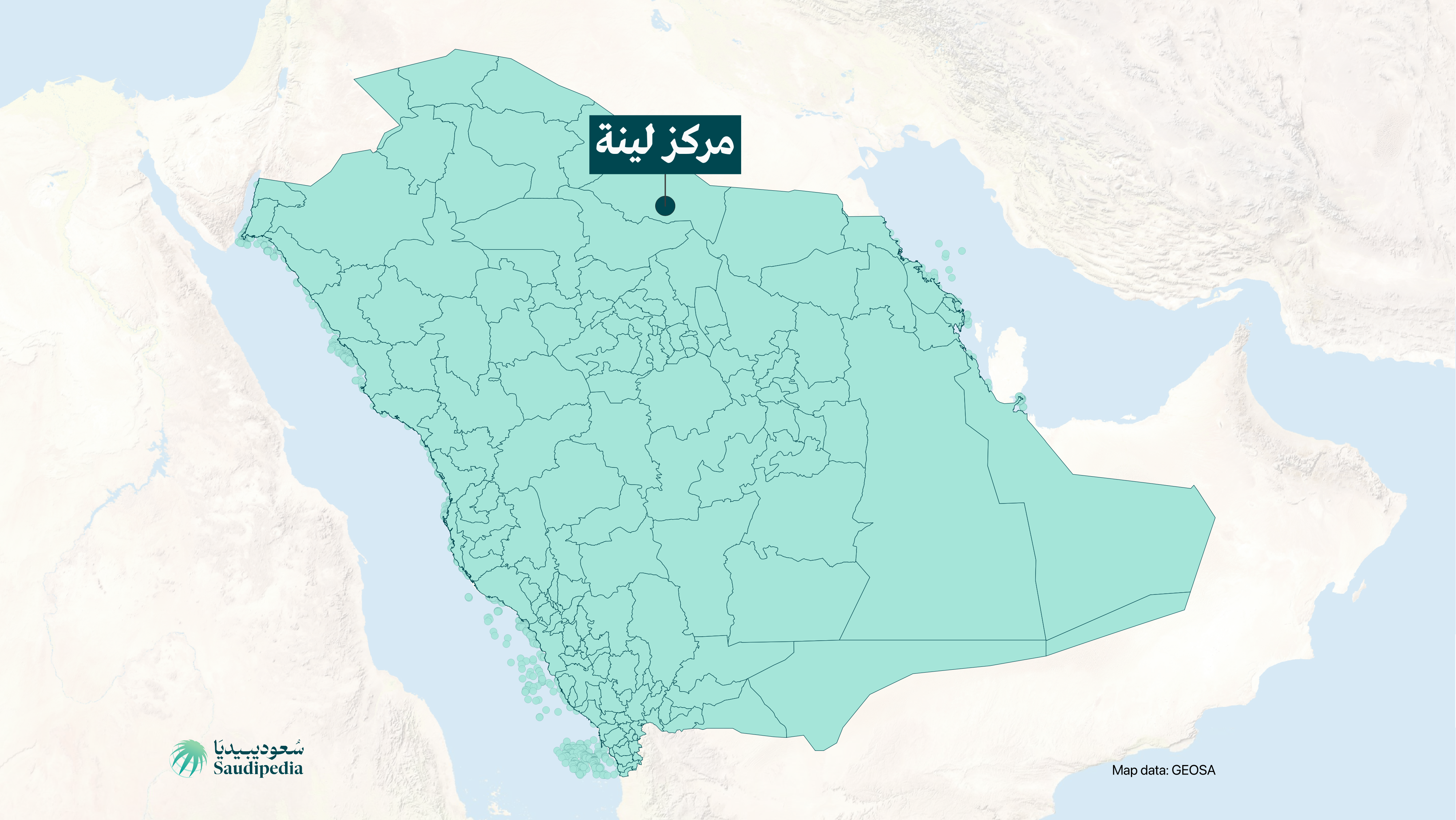 مركز لينة على خارطة السعودية