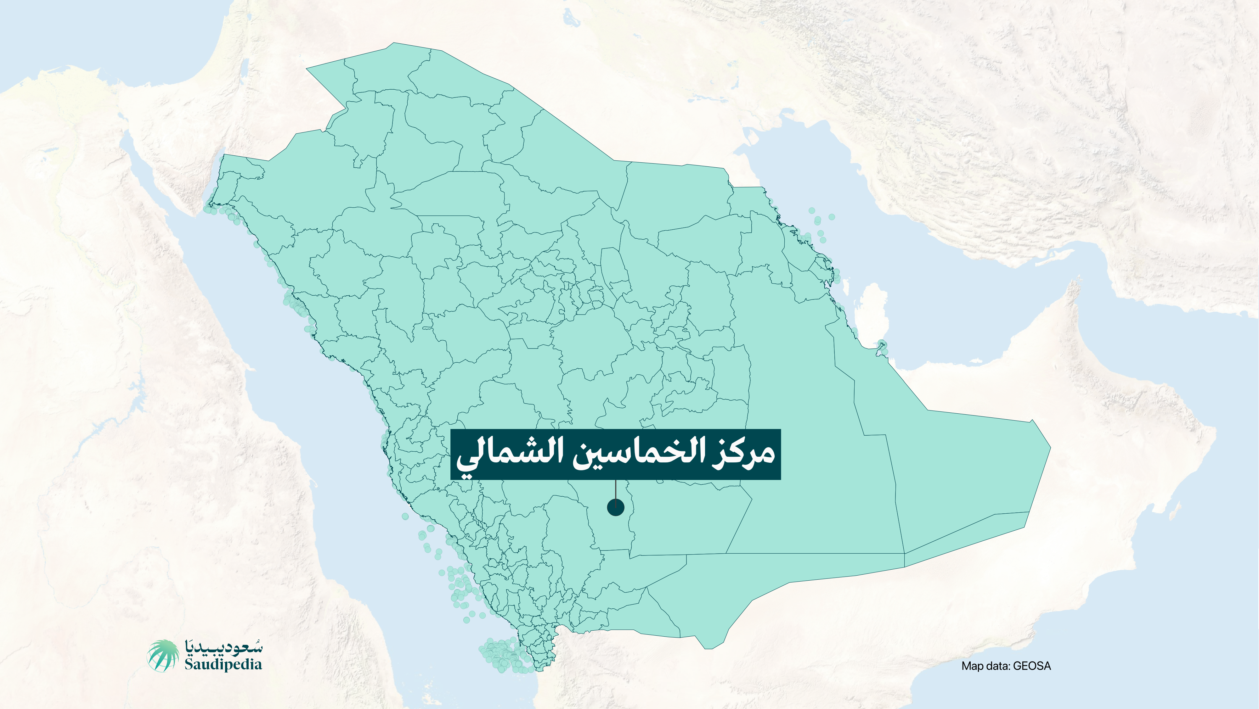 مركز الخماسين الشمالي على خارطة السعودية