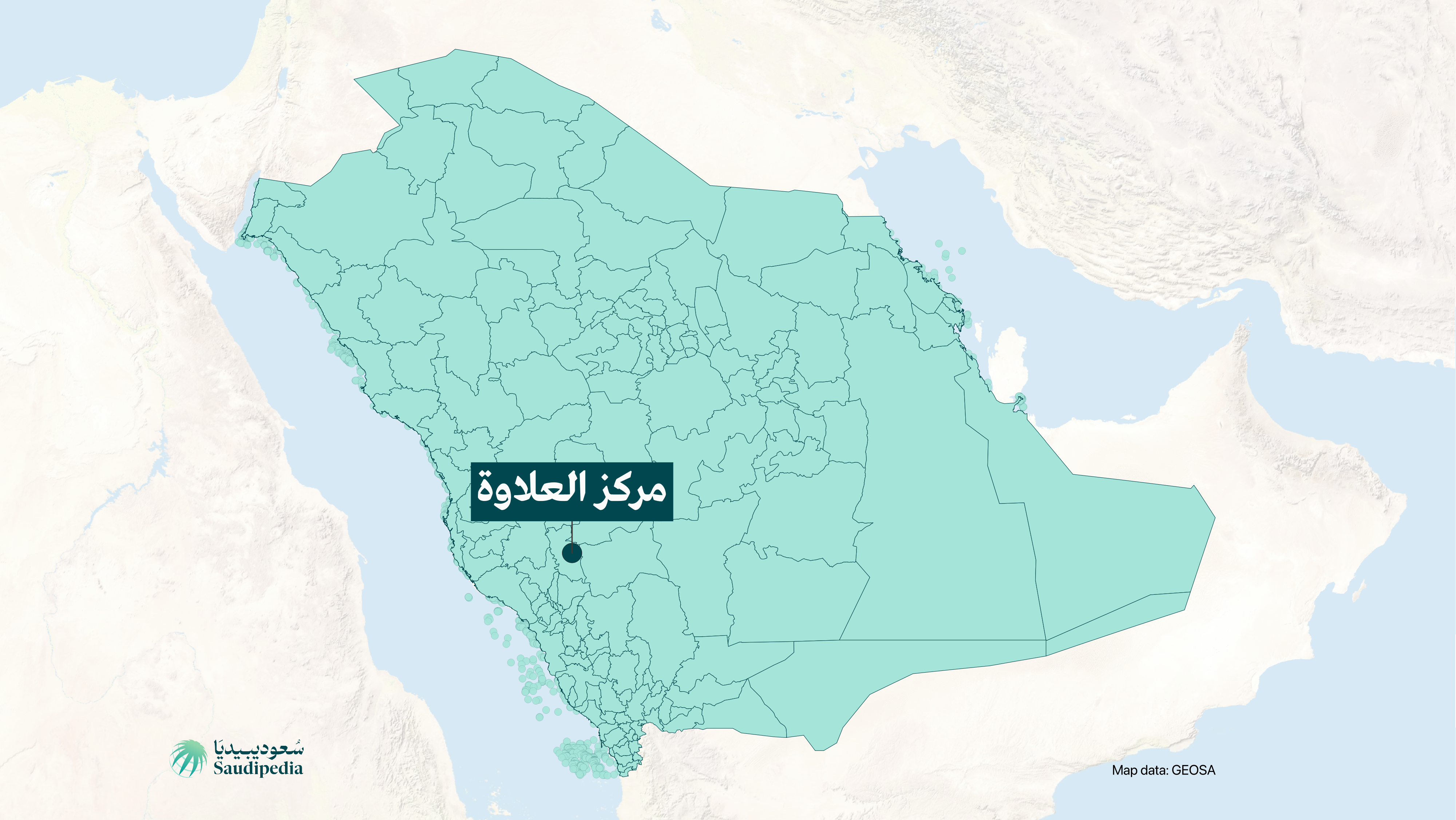 مركز العلاوة على خارطة السعودية