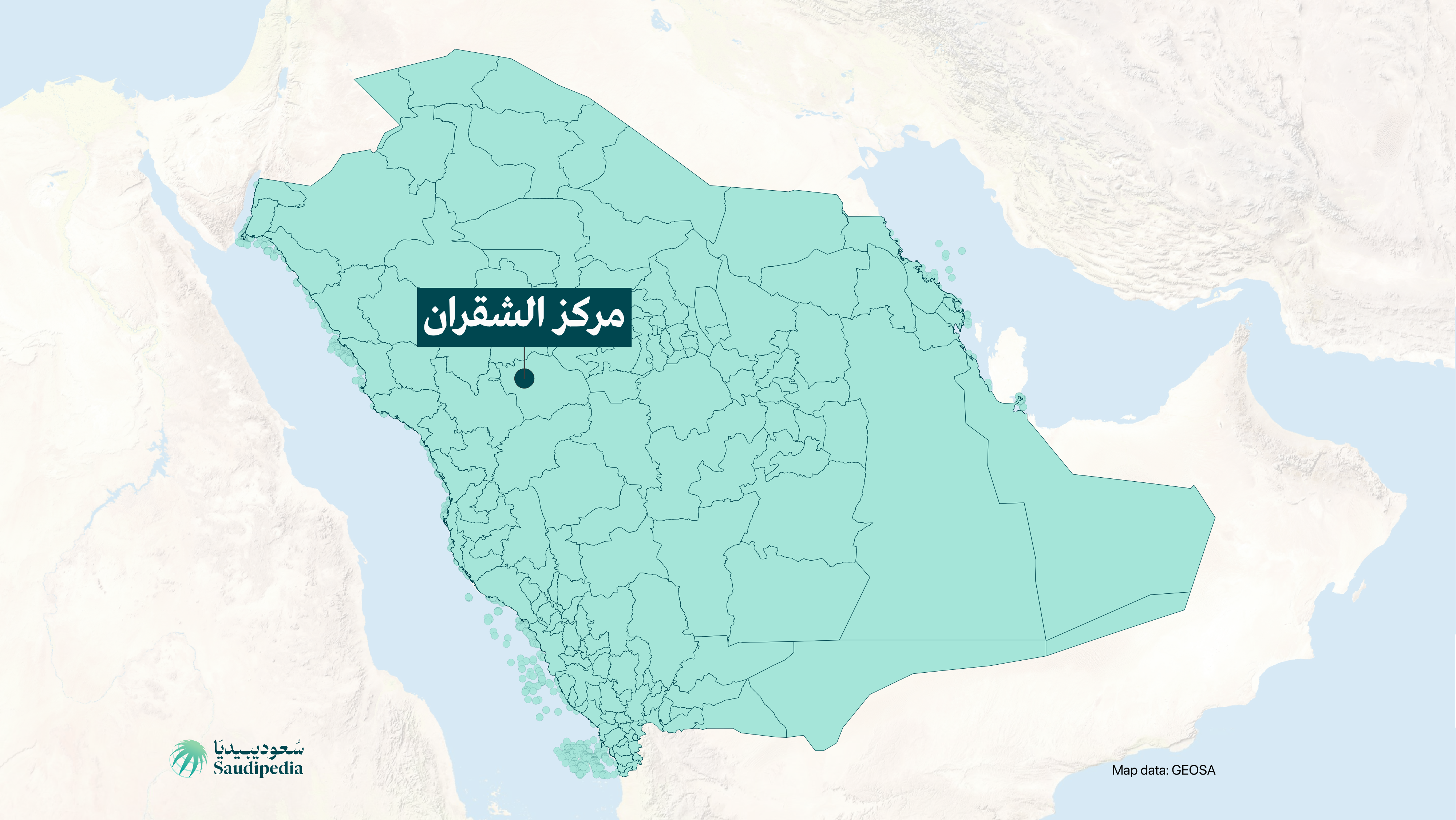 مركز الشقران على خارطة السعودية