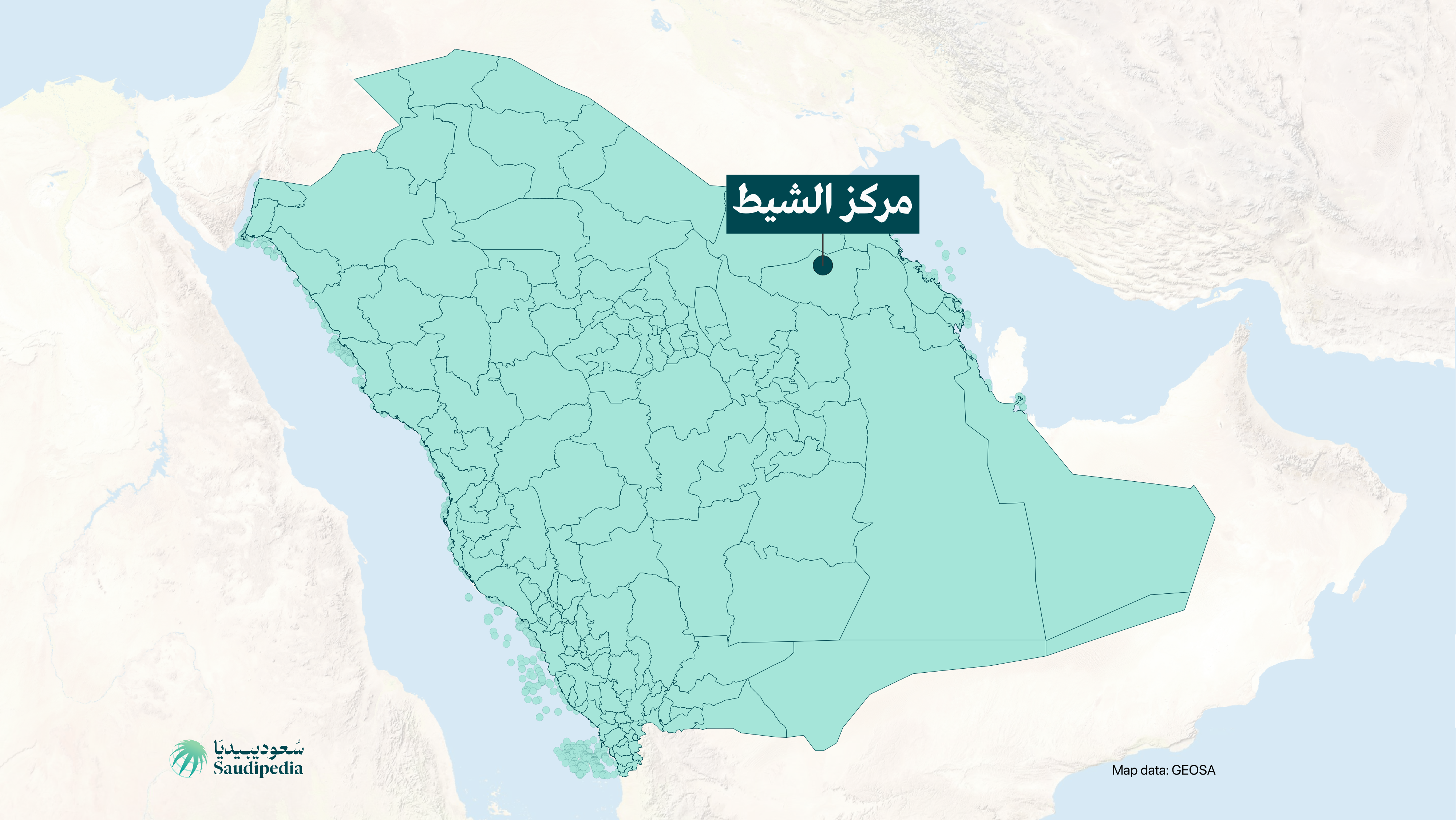 مركز الشيط على خارطة السعودية