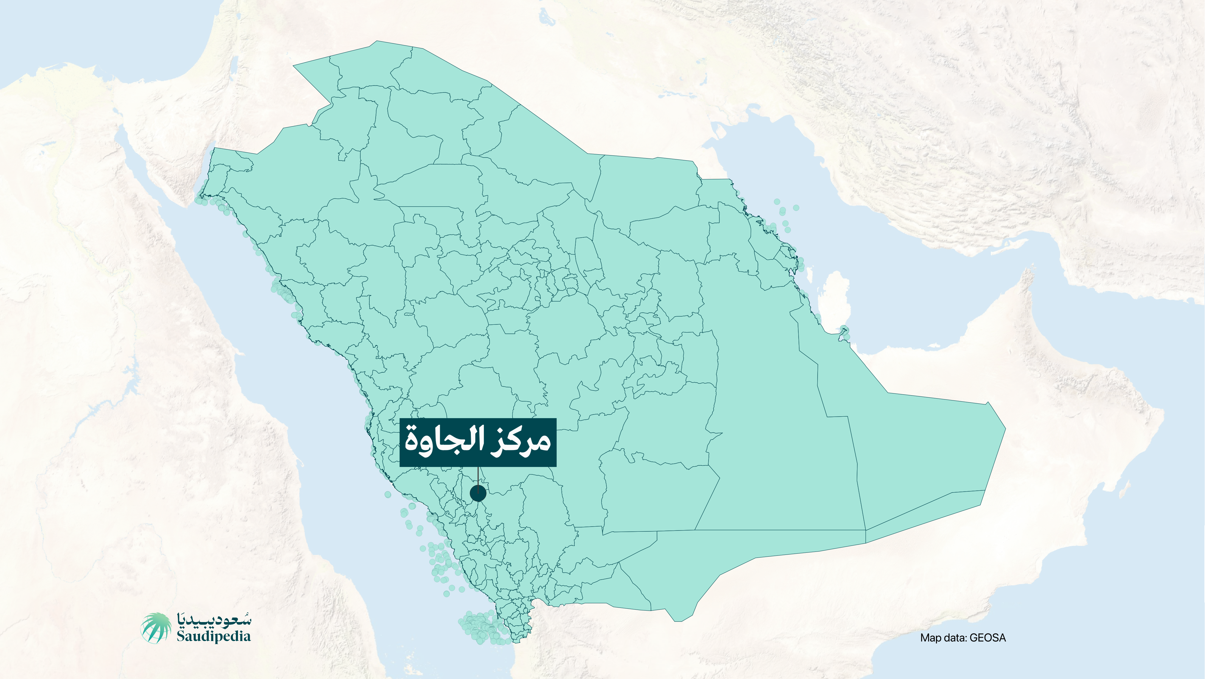 مركز الجاوة على خارطة السعودية