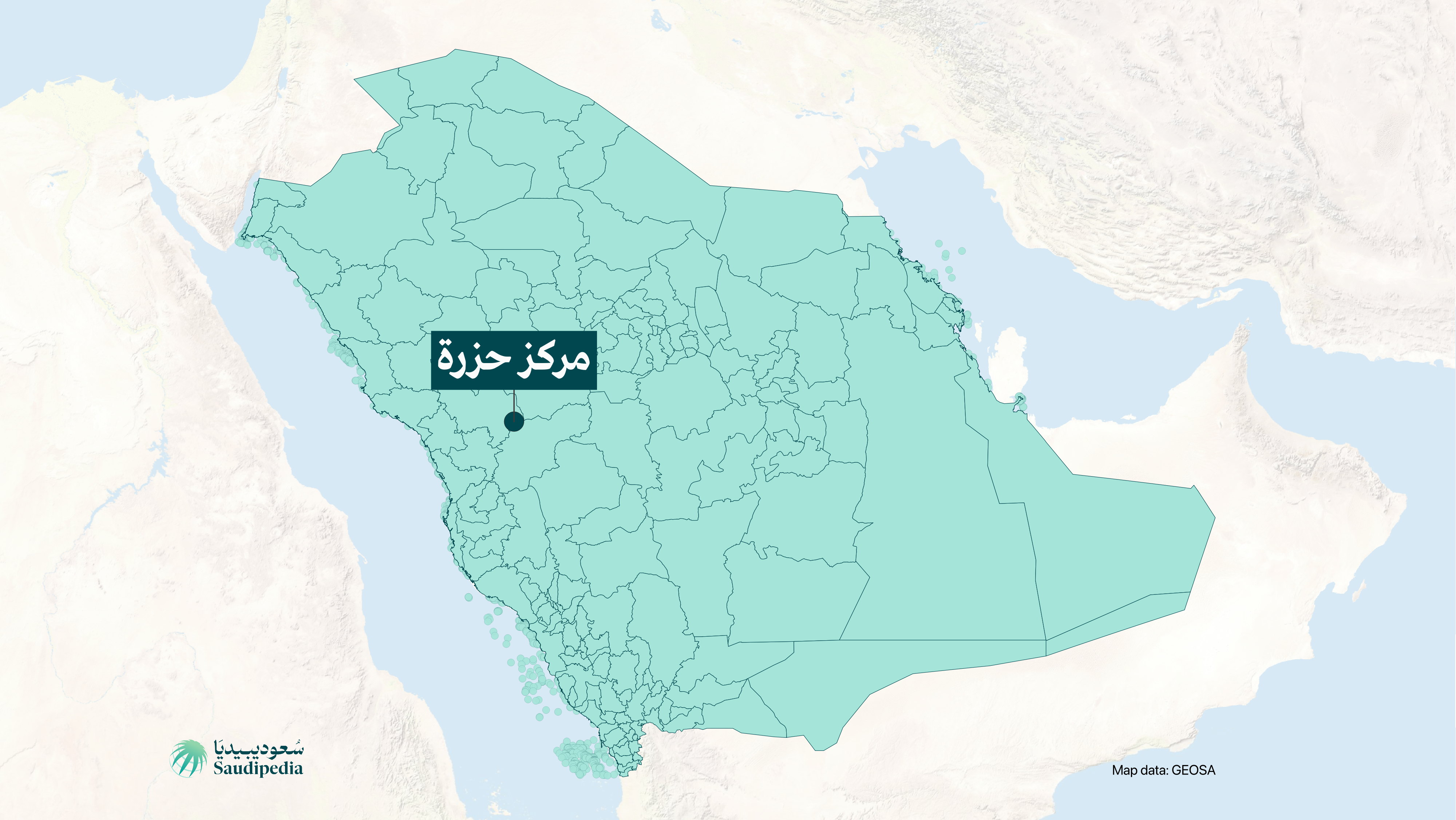 مركز حزرة على خارطة السعودية