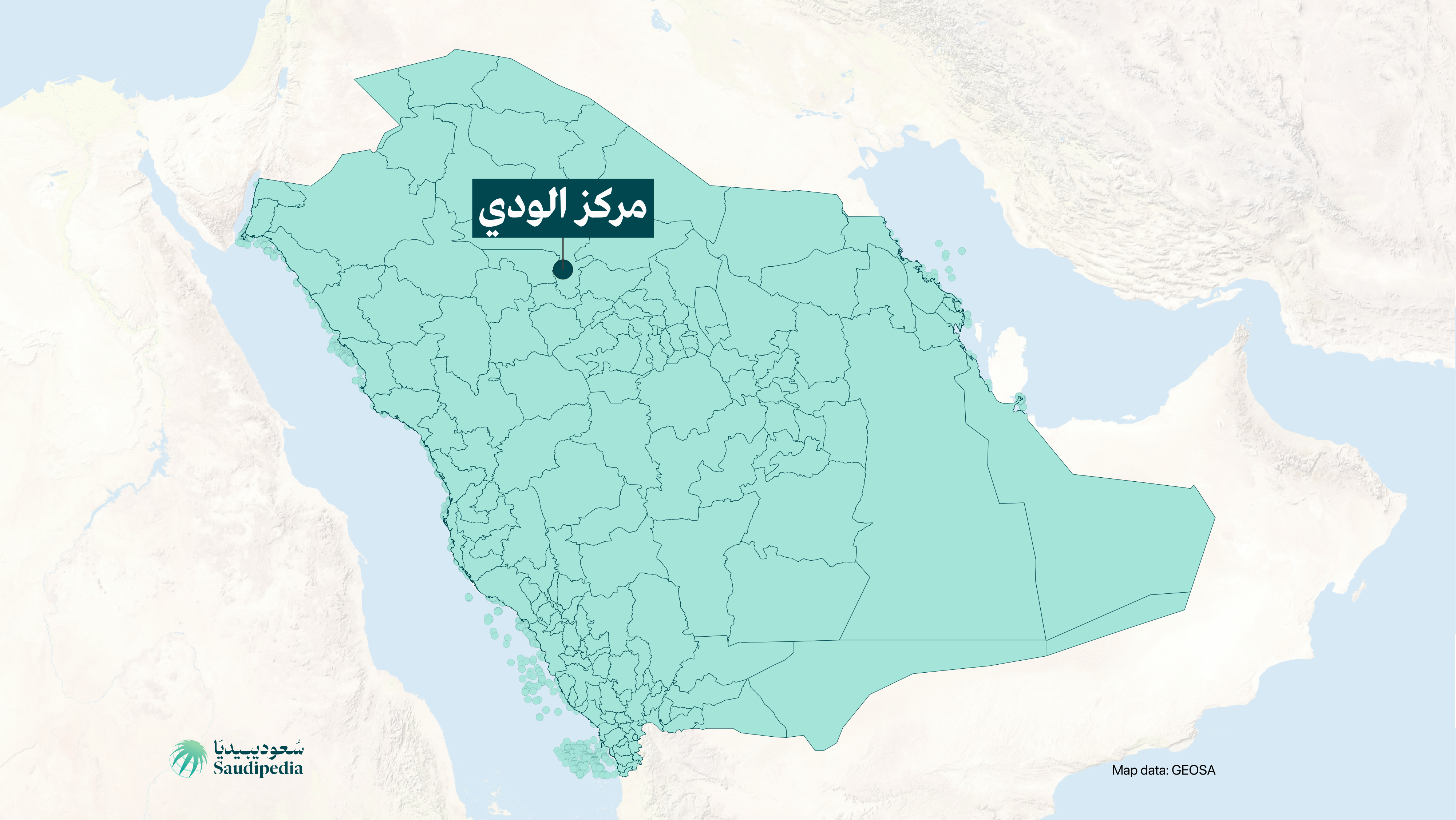 مركز الودي على خارطة السعودية