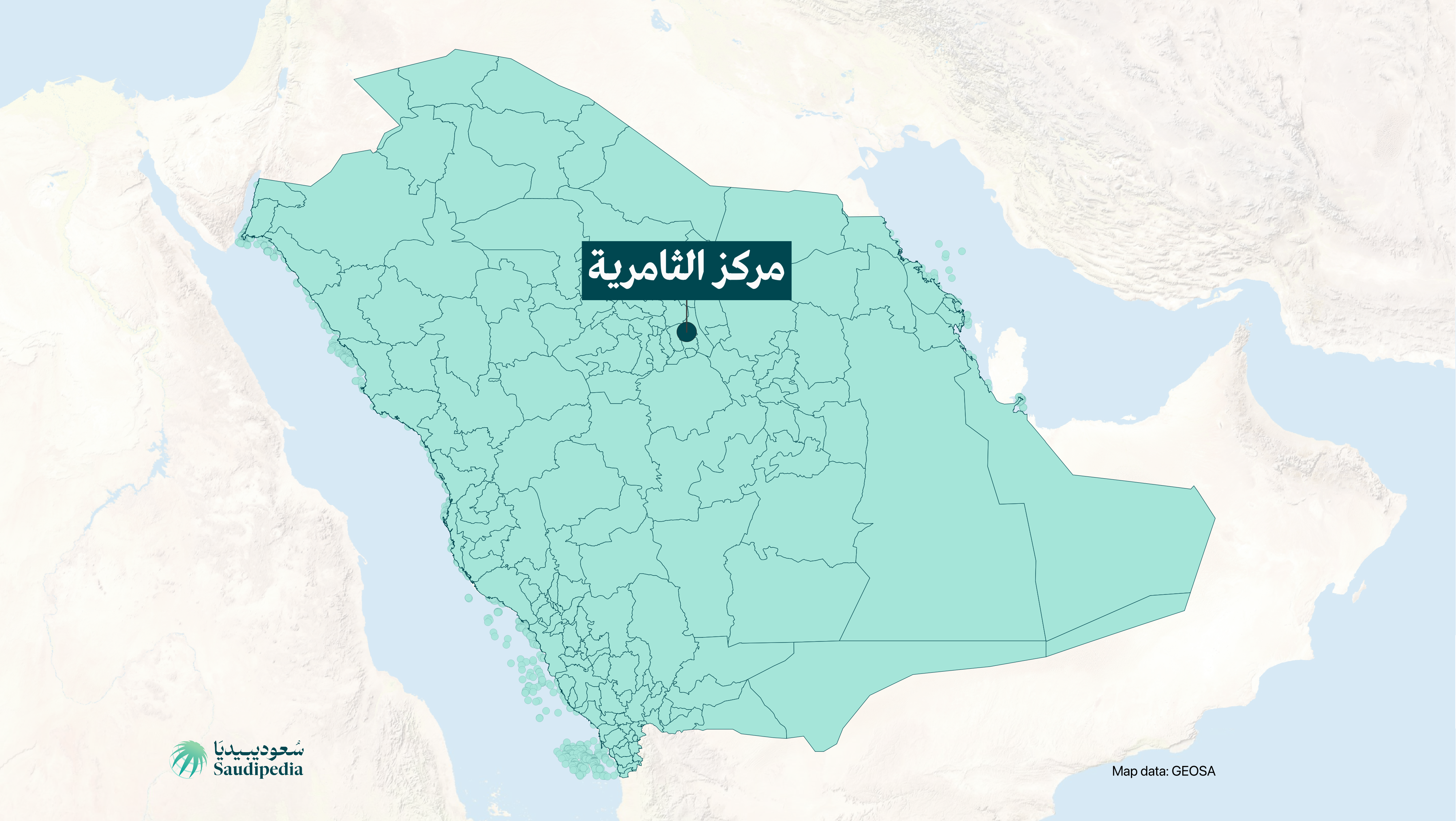 مركز الثامرية على خارطة السعودية