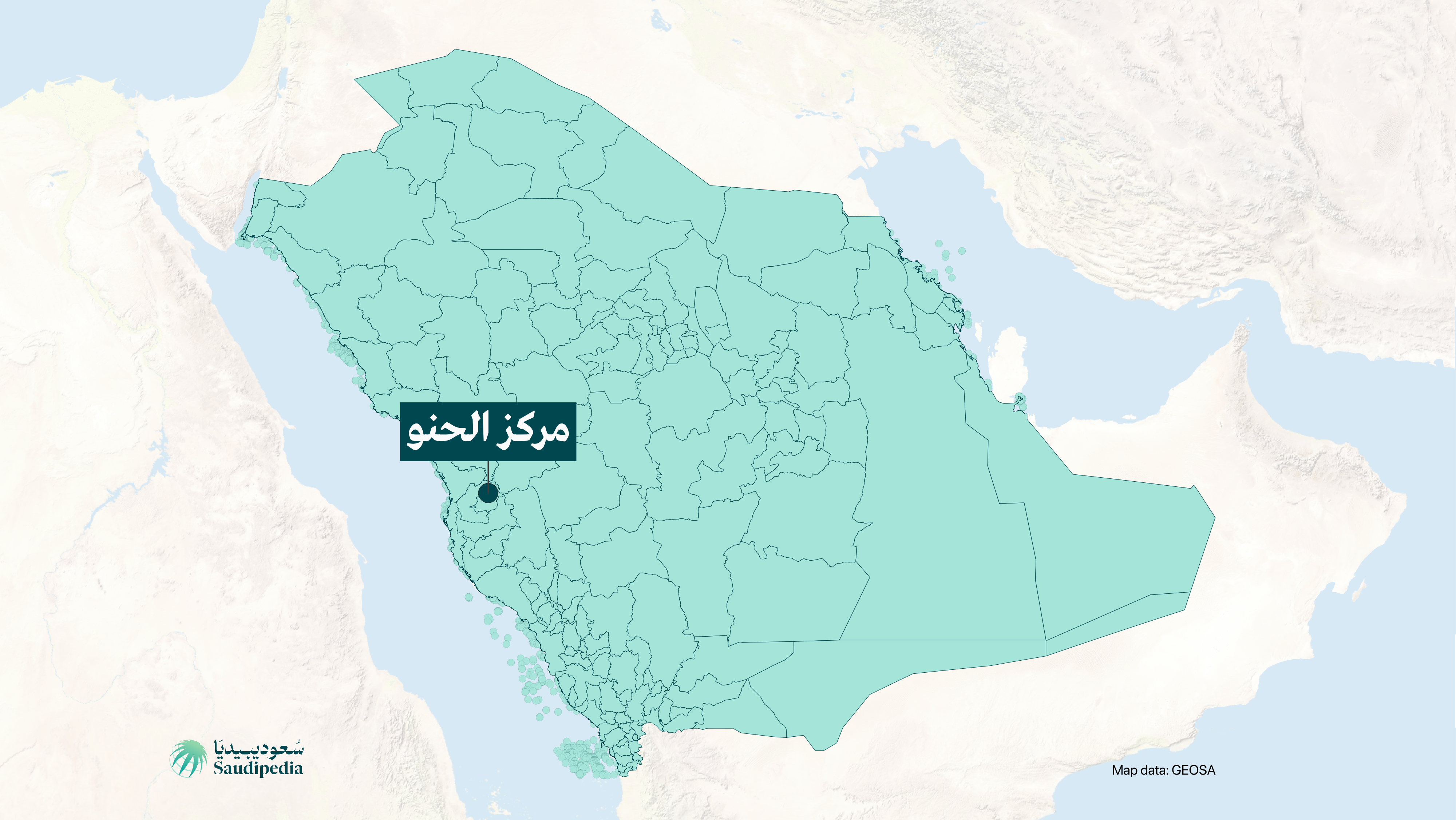 مركز الحنو على خارطة السعودية