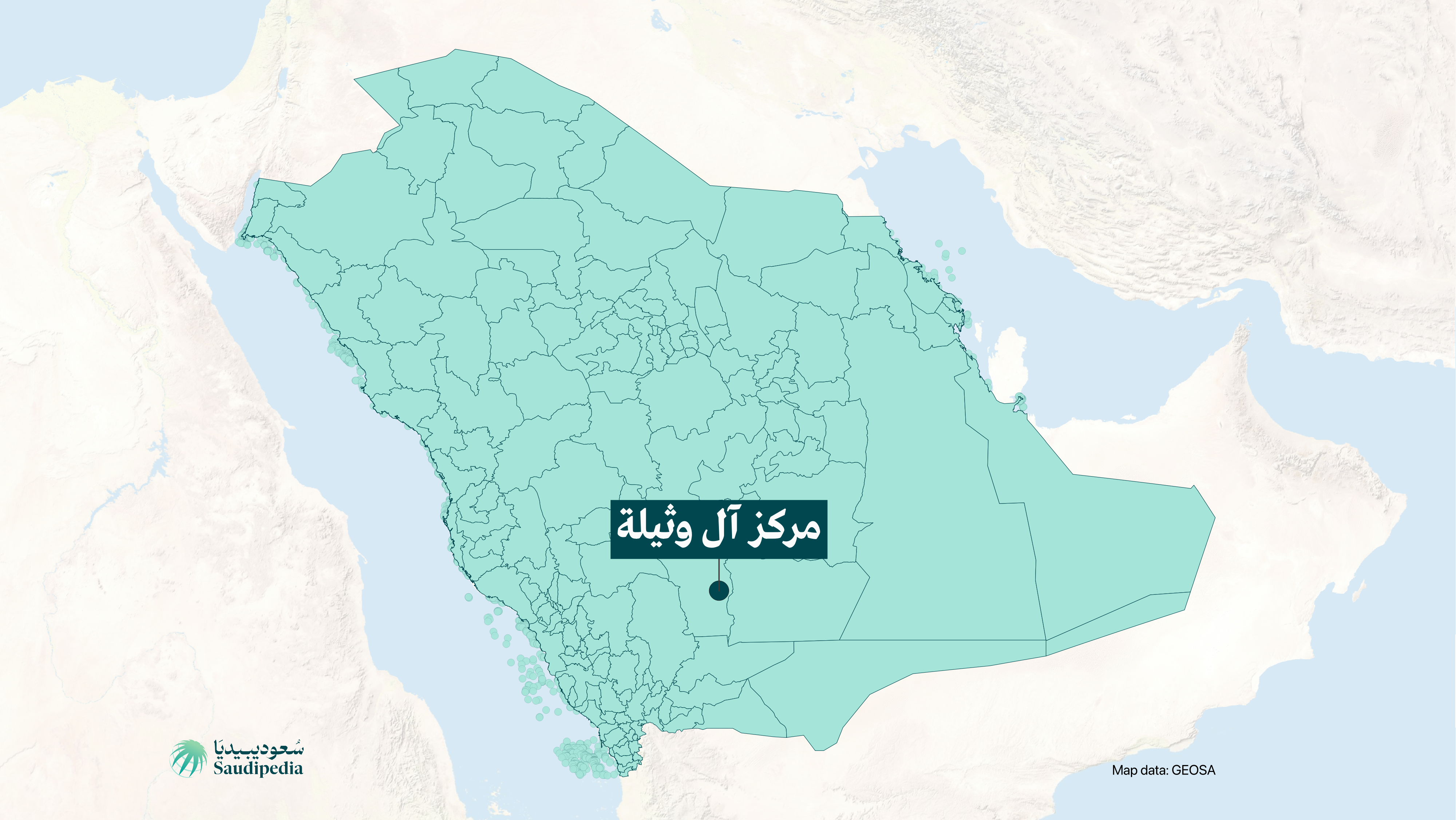 مركز آل وثيلة على خارطة السعودية