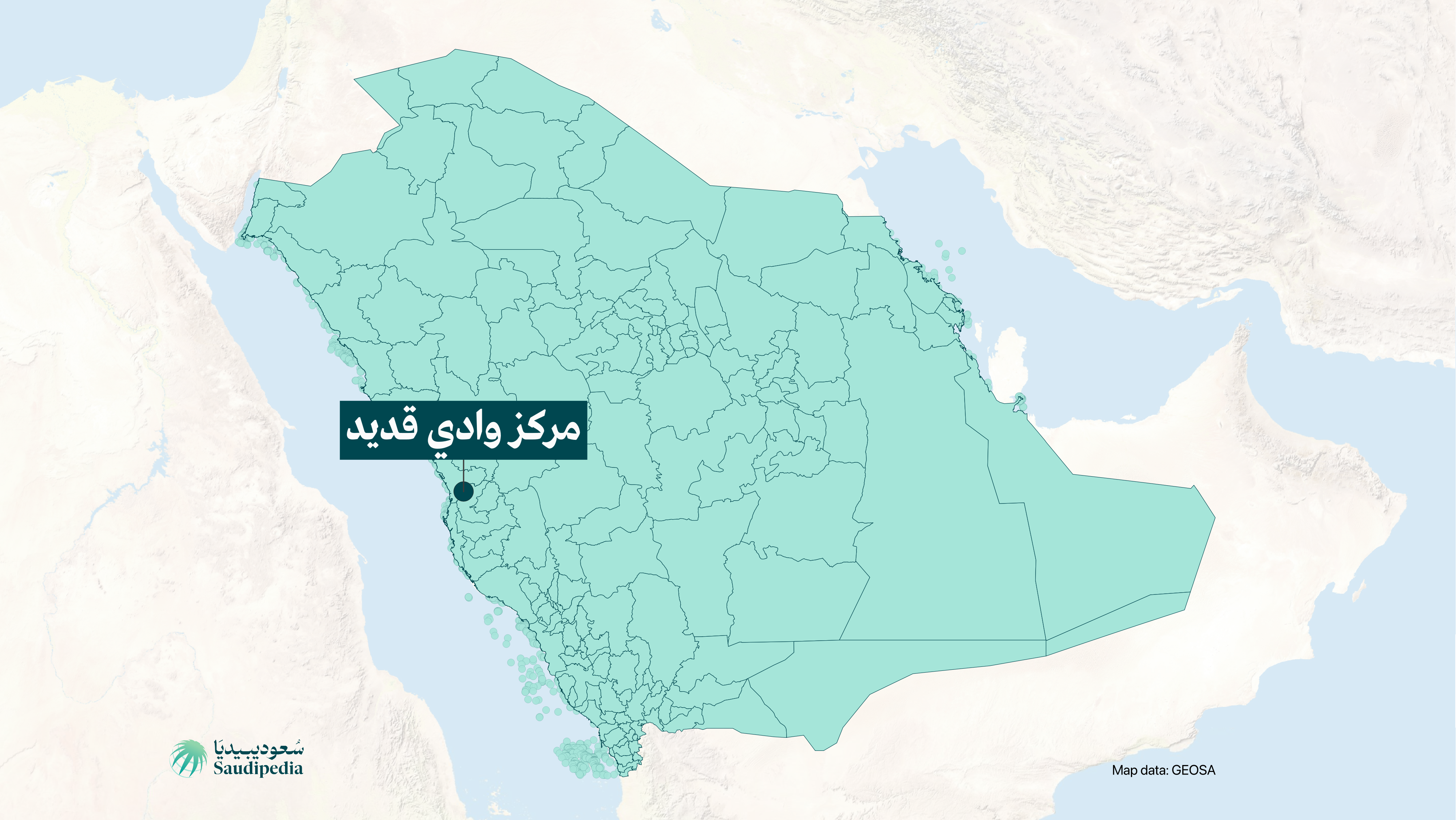 مركز وادي قديد على خارطة السعودية