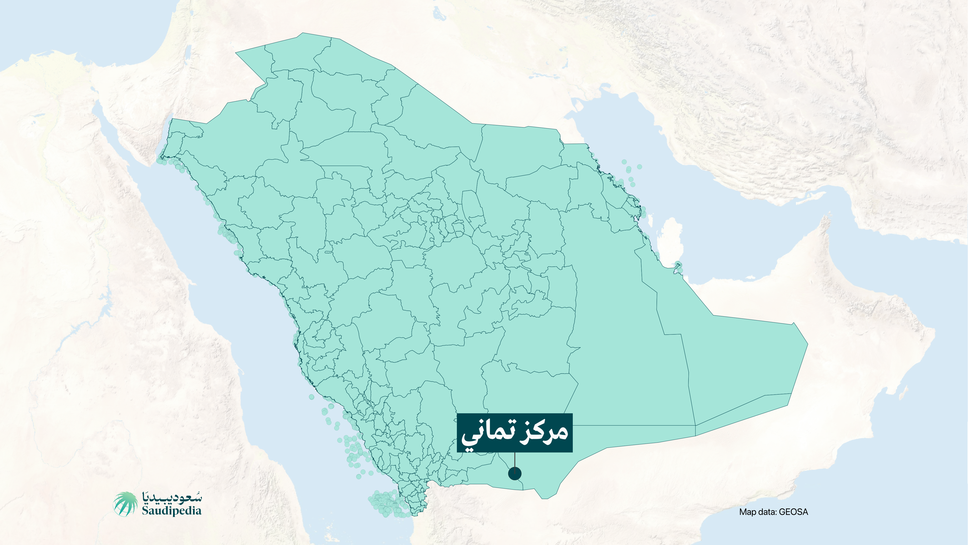مركز تماني على خارطة السعودية