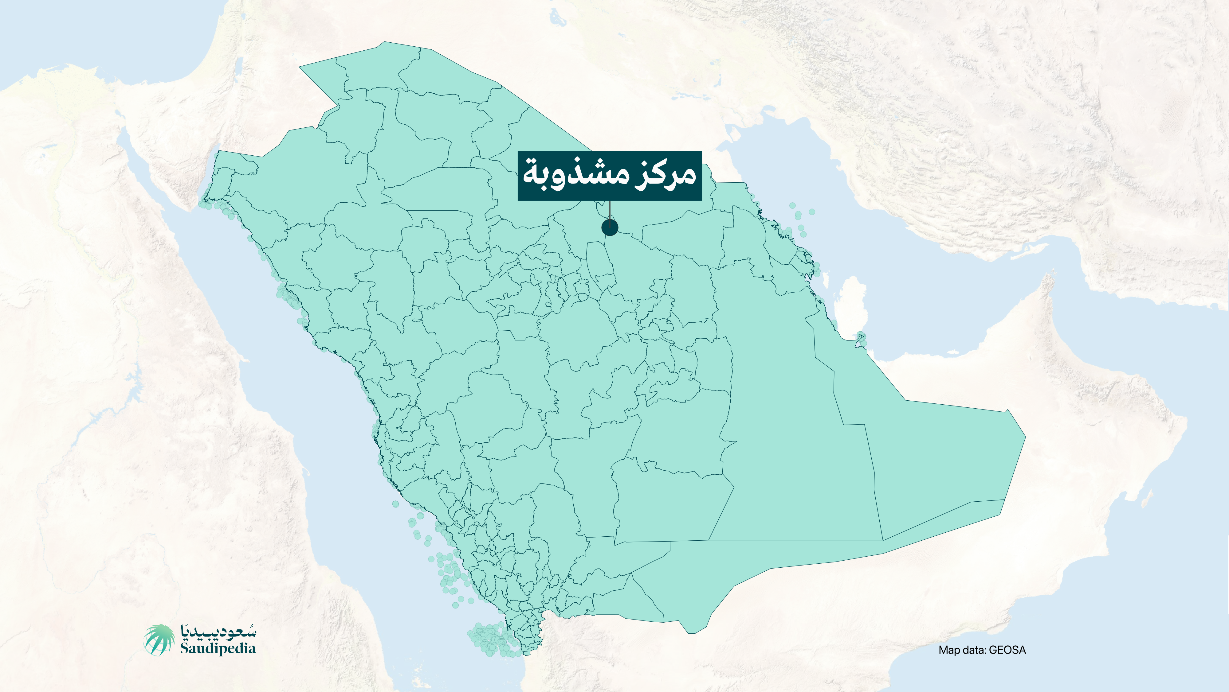 مركز مشذوبة على خارطة السعودية