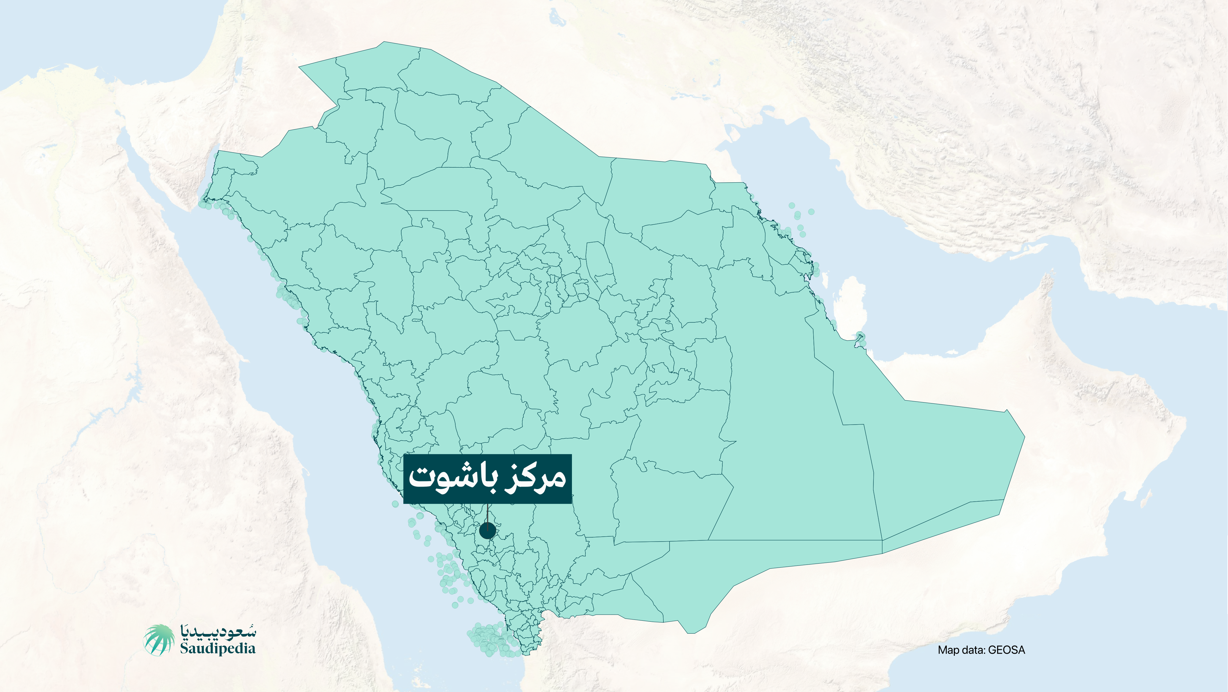 مركز باشوت على خارطة السعودية