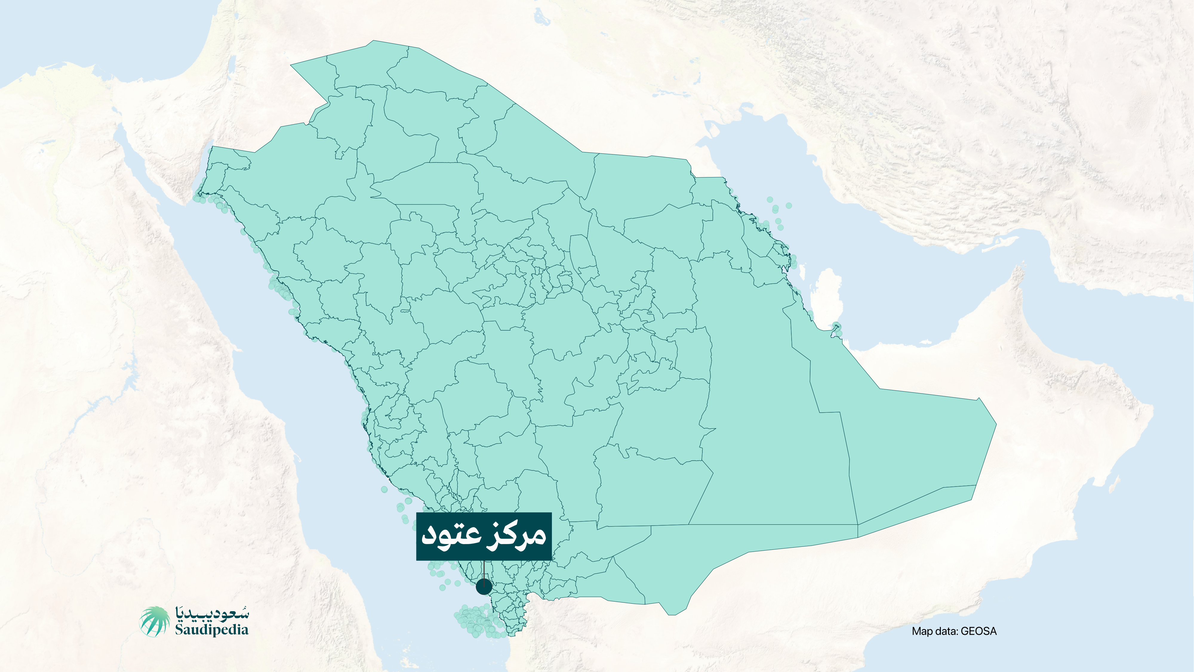 مركز عتود على خارطة السعودية