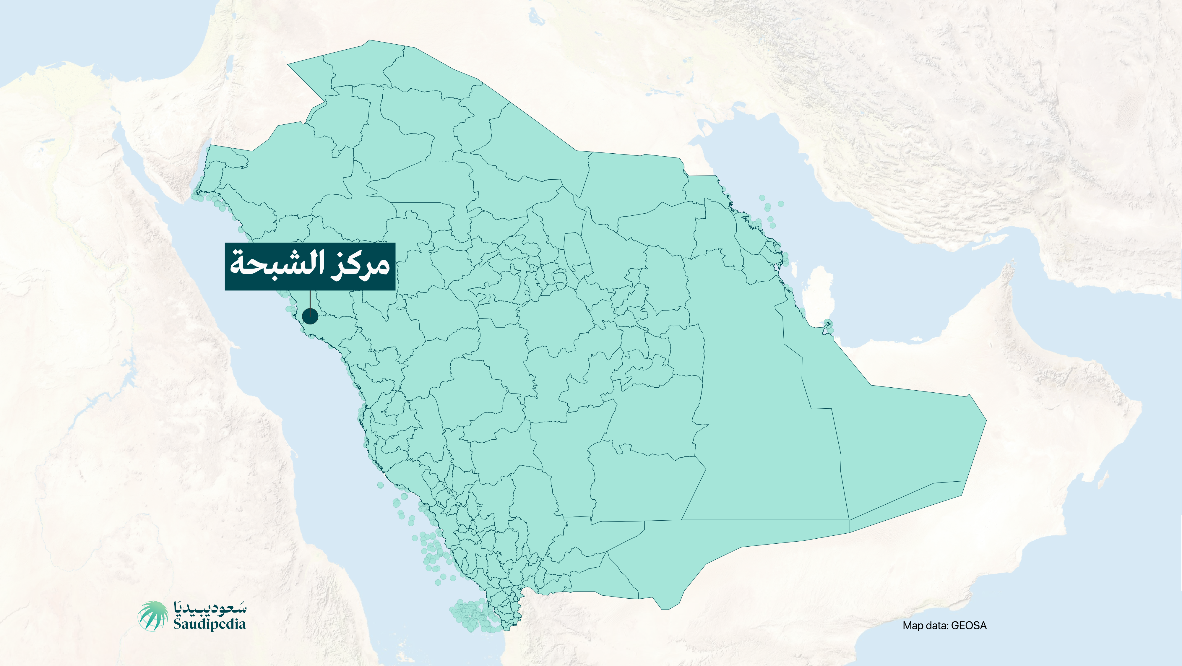 مركز الشبحة على خارطة السعودية