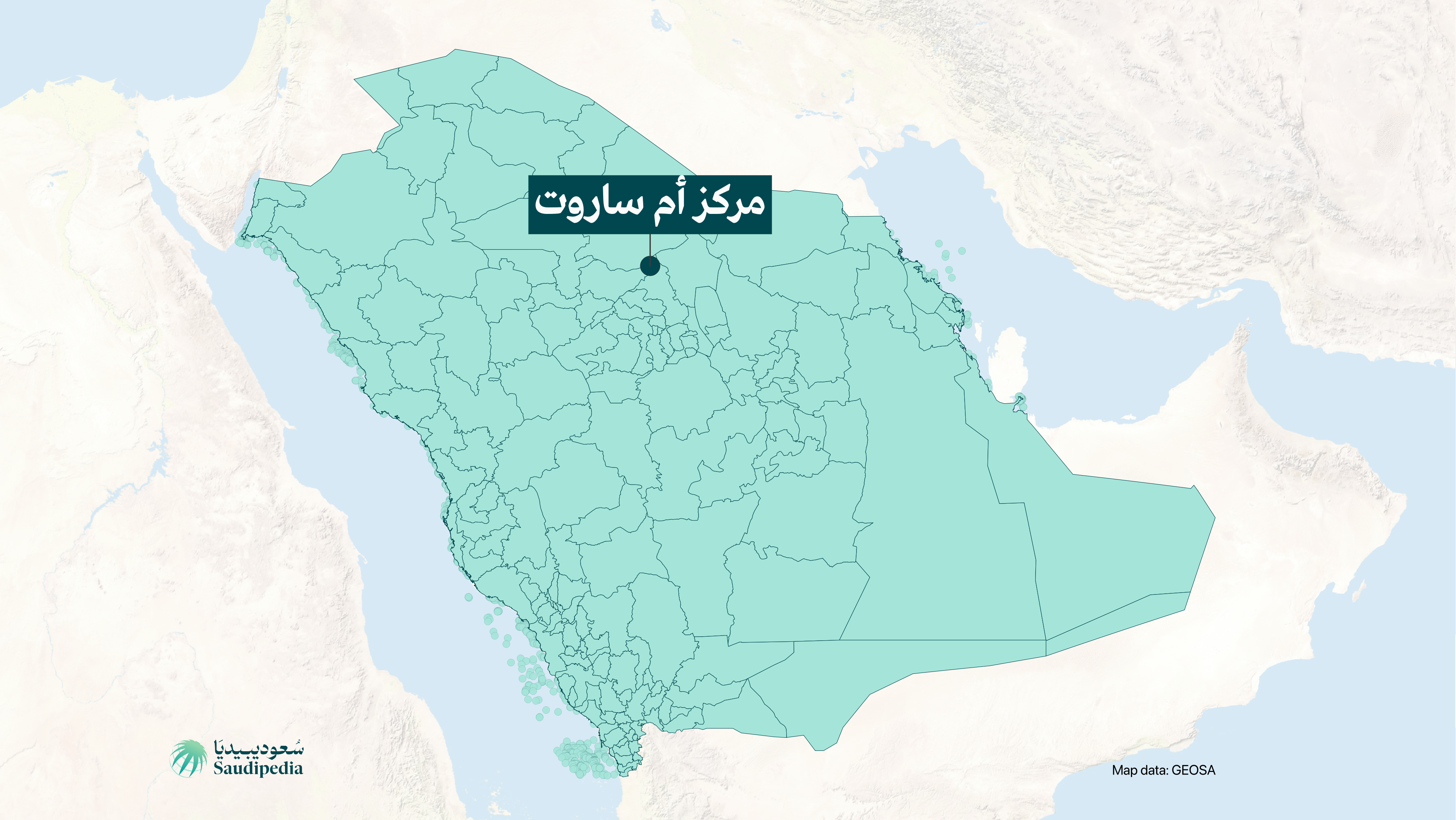 مركز أم ساروت على خارطة السعودية